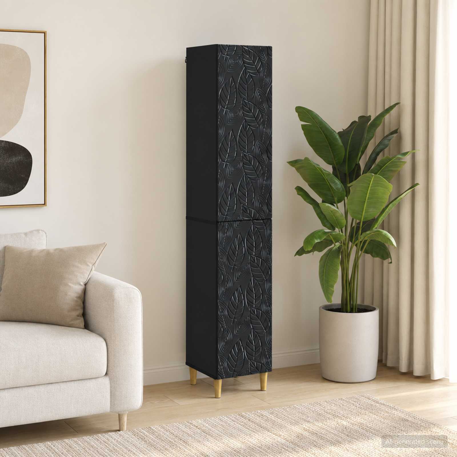 Kastenset 2 pcs Zwart Bewerkt hout – afbeelding 1