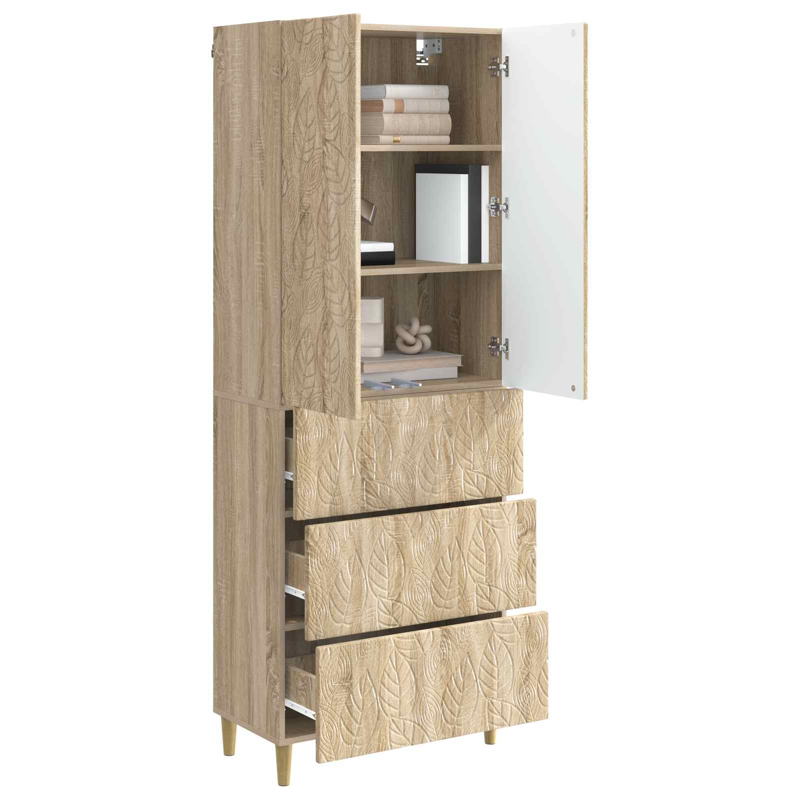 Kastenset 2 pcs Sonoma Eiken 66 x 34,5 x 90 cm Bewerkt hout – afbeelding 3