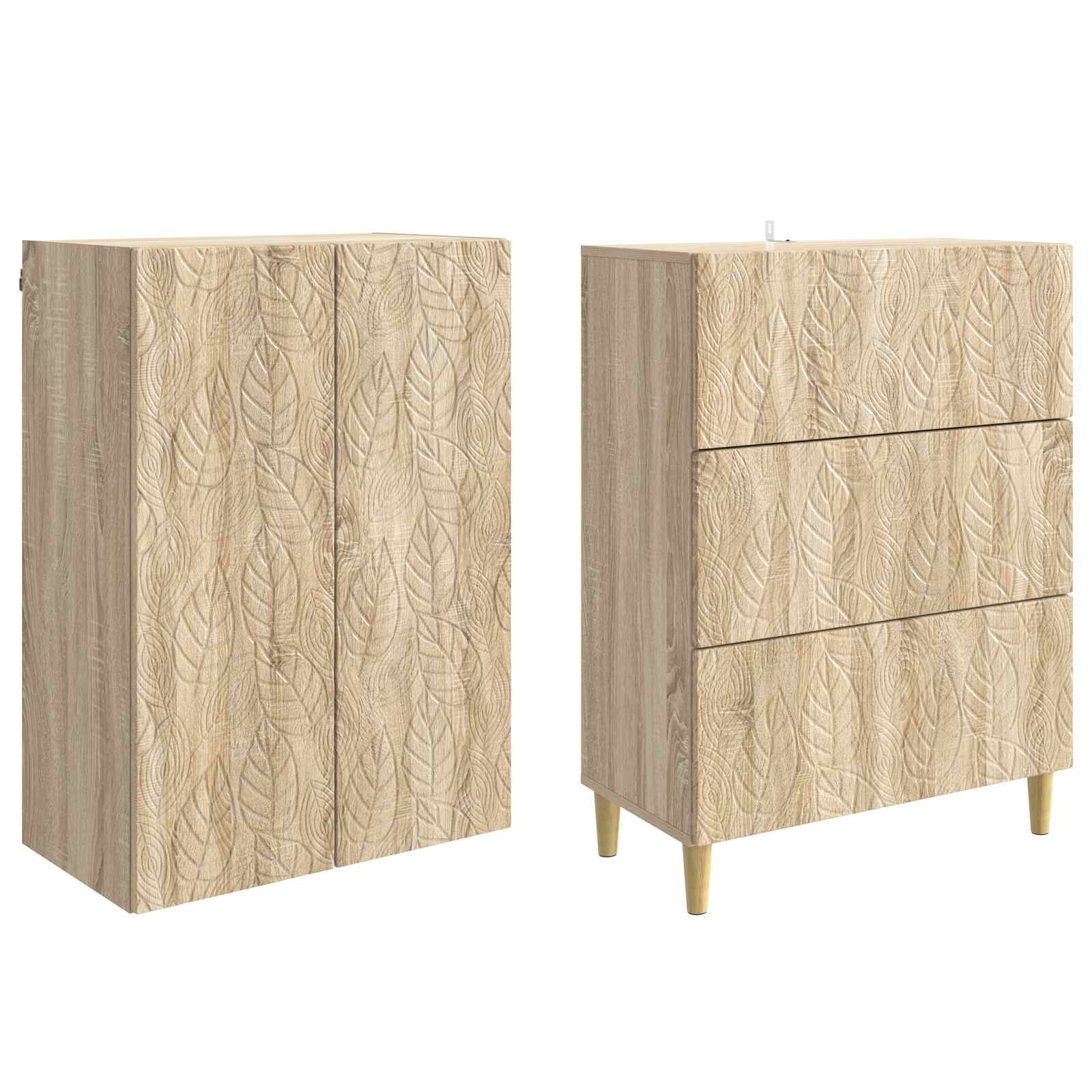 Kastenset 2 pcs Sonoma Eiken 66 x 34,5 x 90 cm Bewerkt hout – afbeelding 4