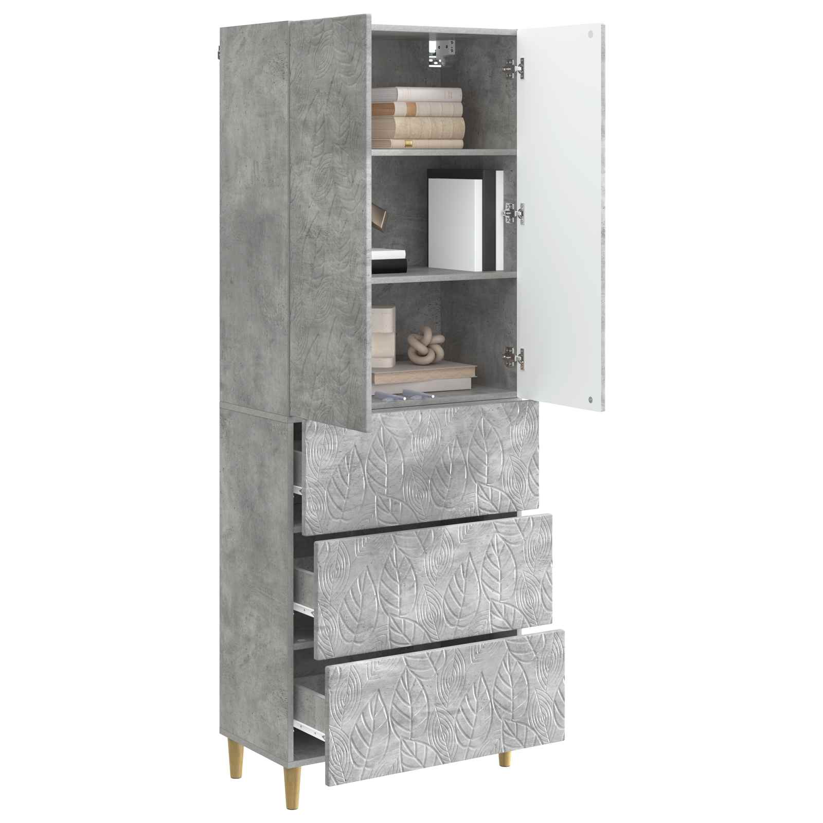 Kastenset 2 pcs Betongrijs 66 x 34,5 x 90 cm Bewerkt hout – afbeelding 3