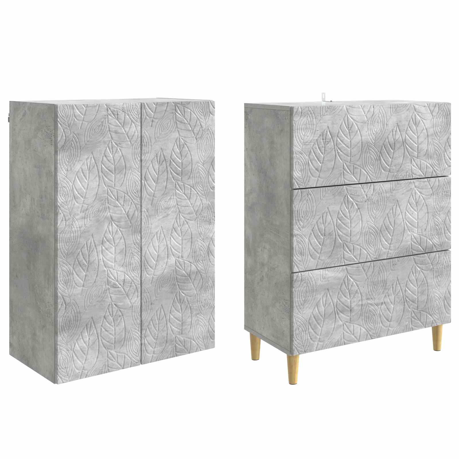 Kastenset 2 pcs Betongrijs 66 x 34,5 x 90 cm Bewerkt hout – afbeelding 4