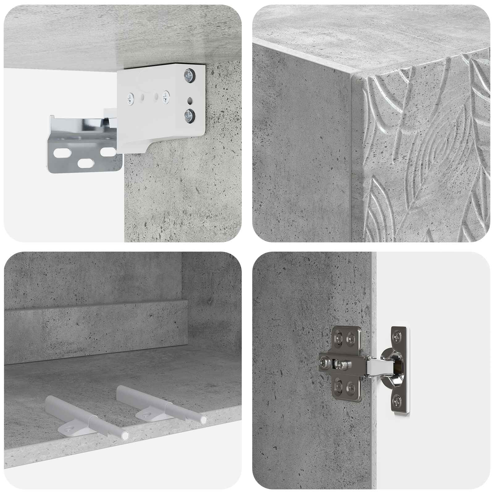 Kastenset 2 pcs Betongrijs 66 x 34,5 x 90 cm Bewerkt hout – afbeelding 8
