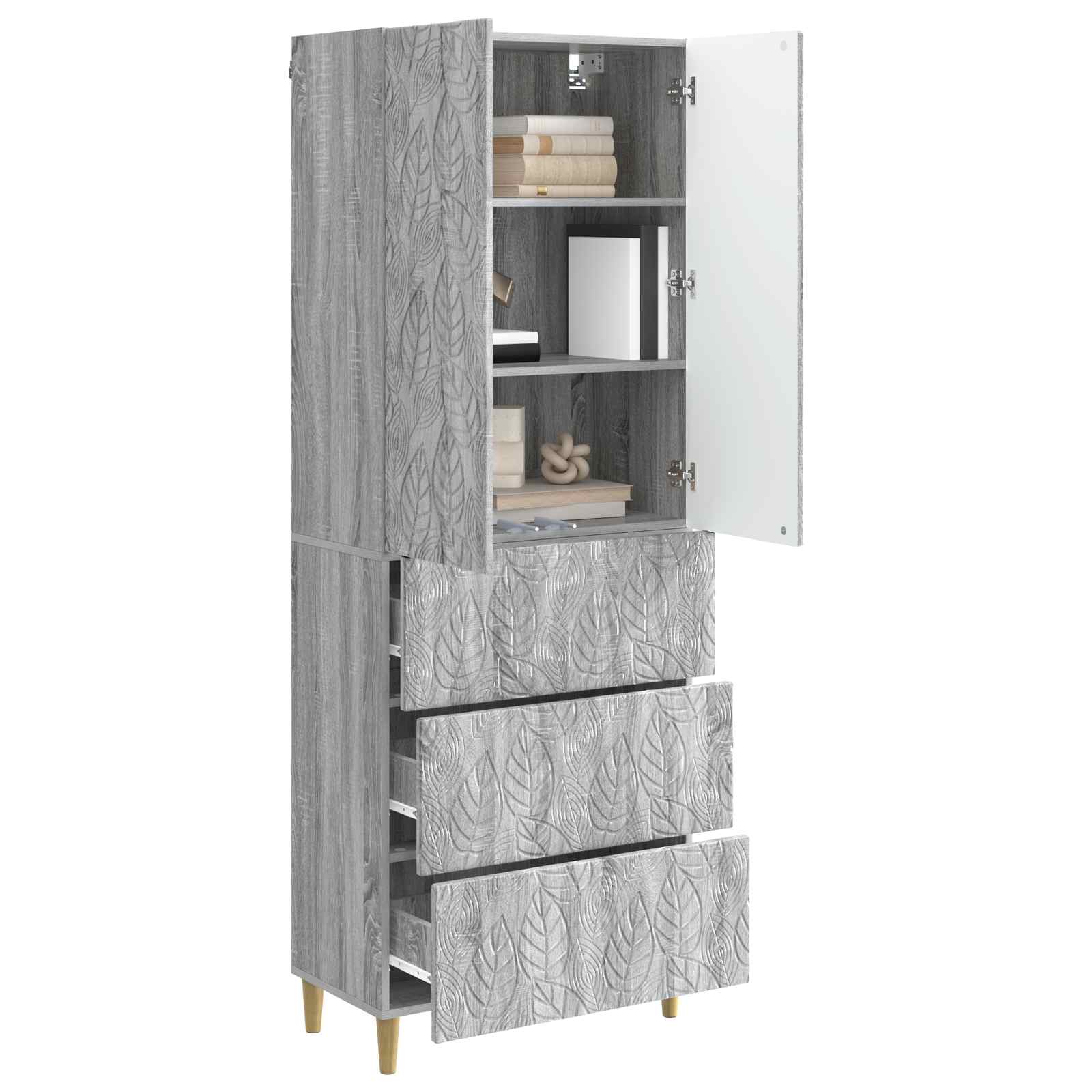 Kastenset 2 pcs Grijs Sonoma 66 x 34,5 x 90 cm Bewerkt hout – afbeelding 3