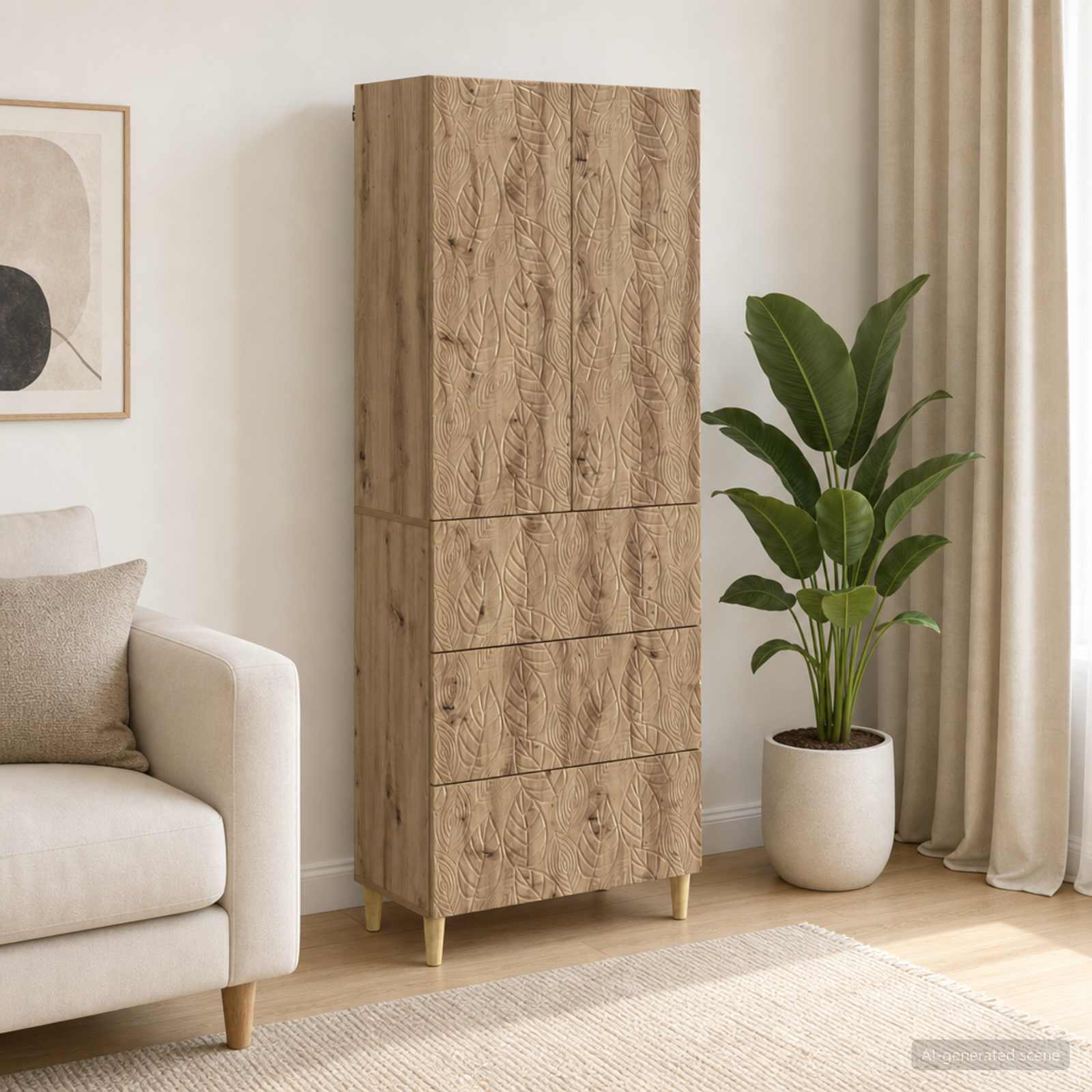 Kastenset 2 st 66 x 34,5 x 90 cm Bewerkt hout Artisanaal eiken