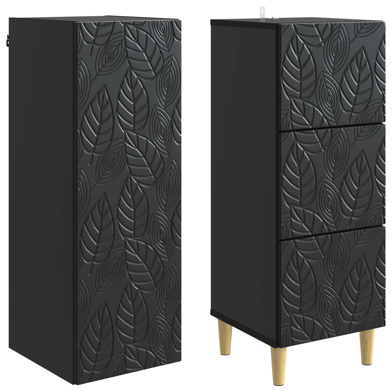 Kastenset 2 pcs Zwart 33 x 34,5 x 90 cm Bewerkt hout – afbeelding 4