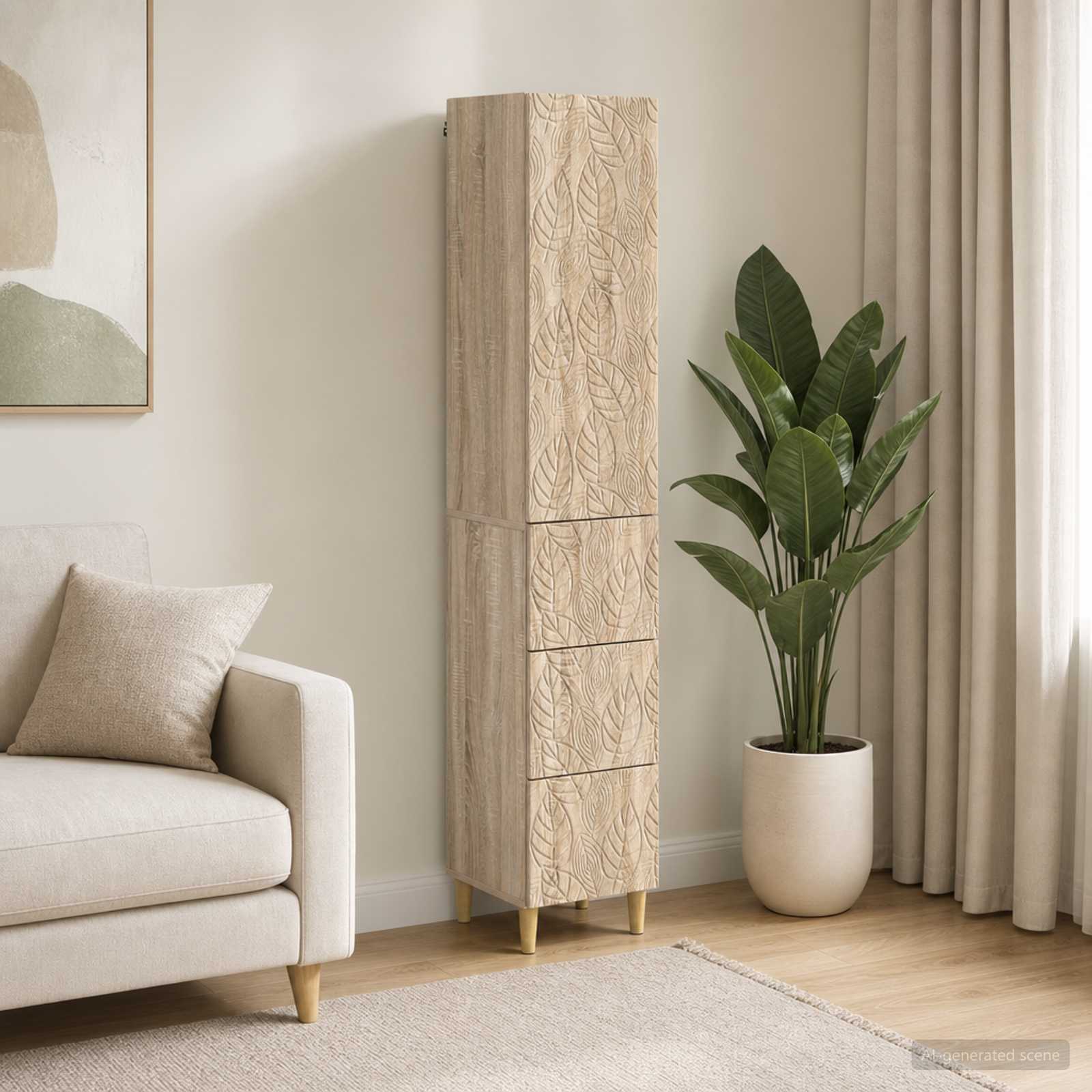 Kastenset 2 pcs Sonoma Eiken 33 x 34,5 x 90 cm Bewerkt hout – afbeelding 1