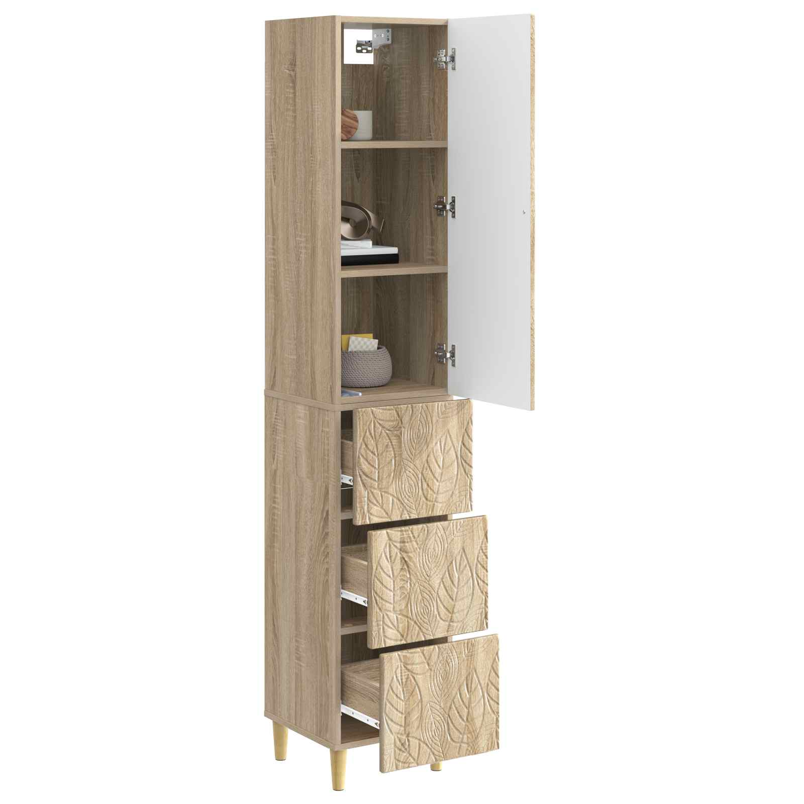 Kastenset 2 pcs Sonoma Eiken 33 x 34,5 x 90 cm Bewerkt hout – afbeelding 3