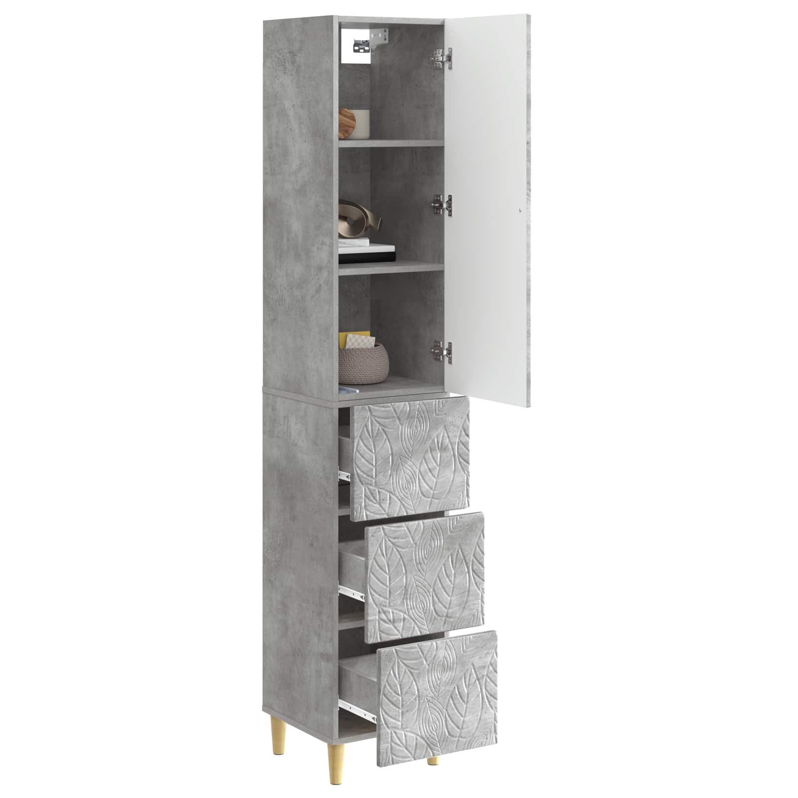 Kastenset 2 pcs Betongrijs 33 x 34,5 x 90 cm Bewerkt hout – afbeelding 3
