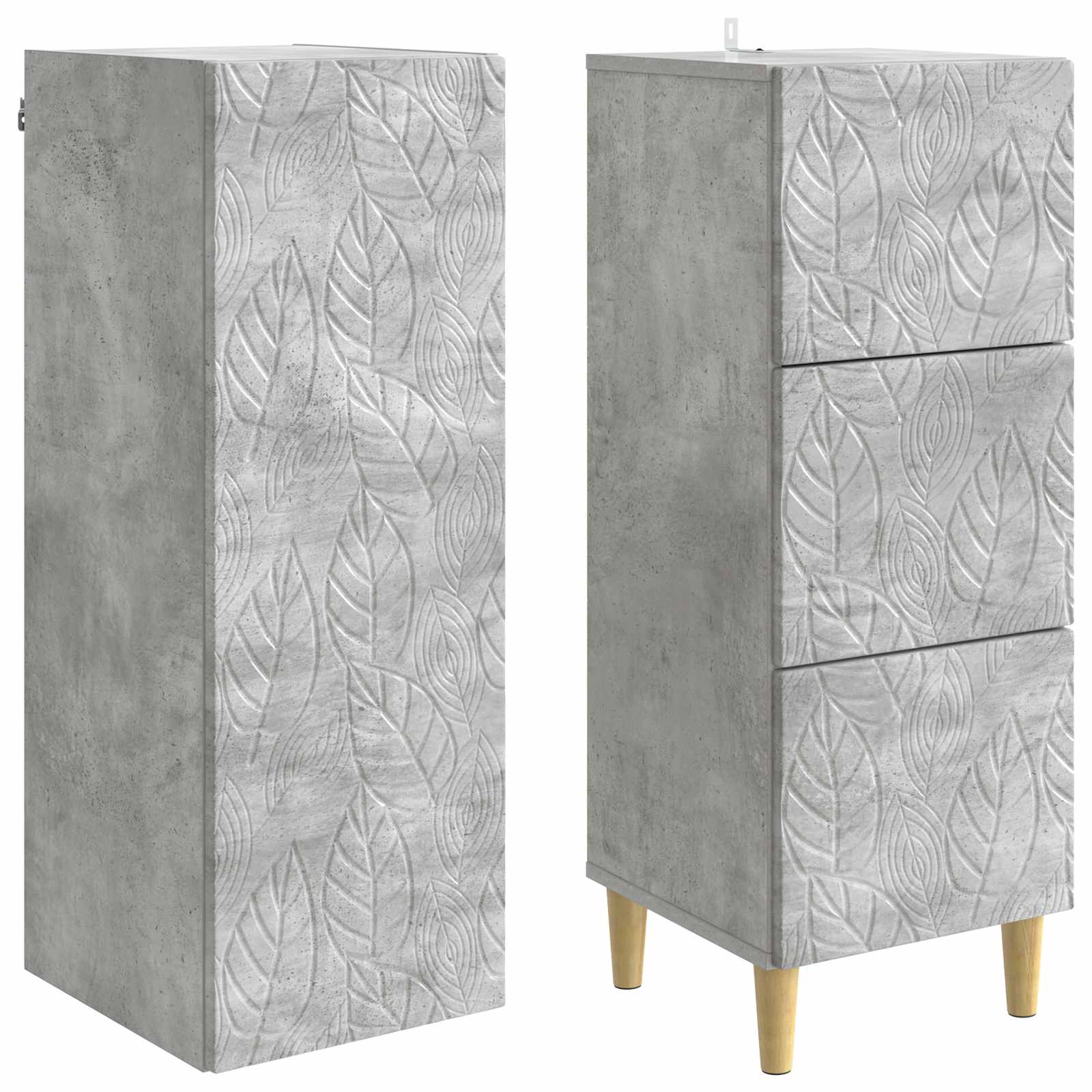 Kastenset 2 pcs Betongrijs 33 x 34,5 x 90 cm Bewerkt hout – afbeelding 4