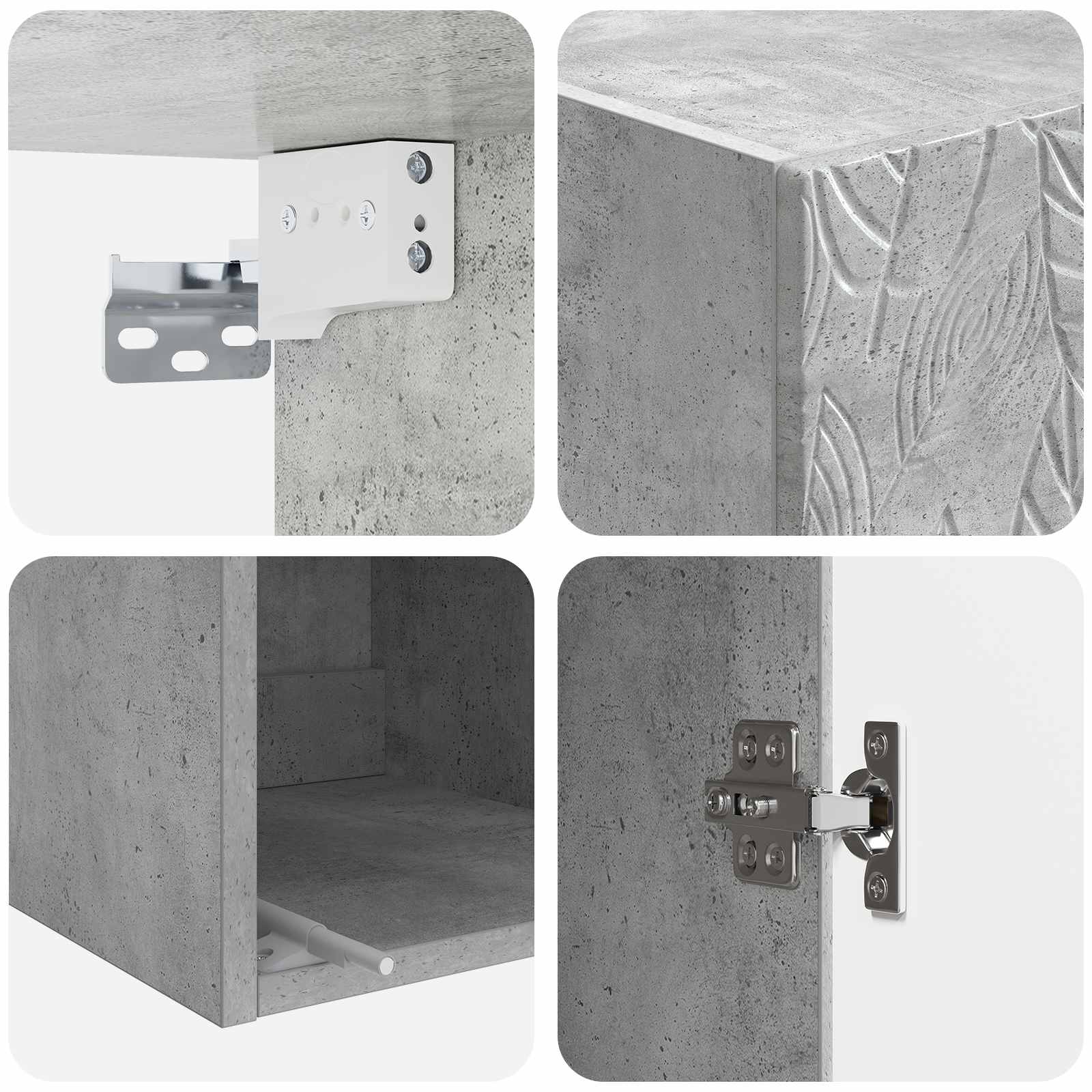Kastenset 2 pcs Betongrijs 33 x 34,5 x 90 cm Bewerkt hout – afbeelding 8