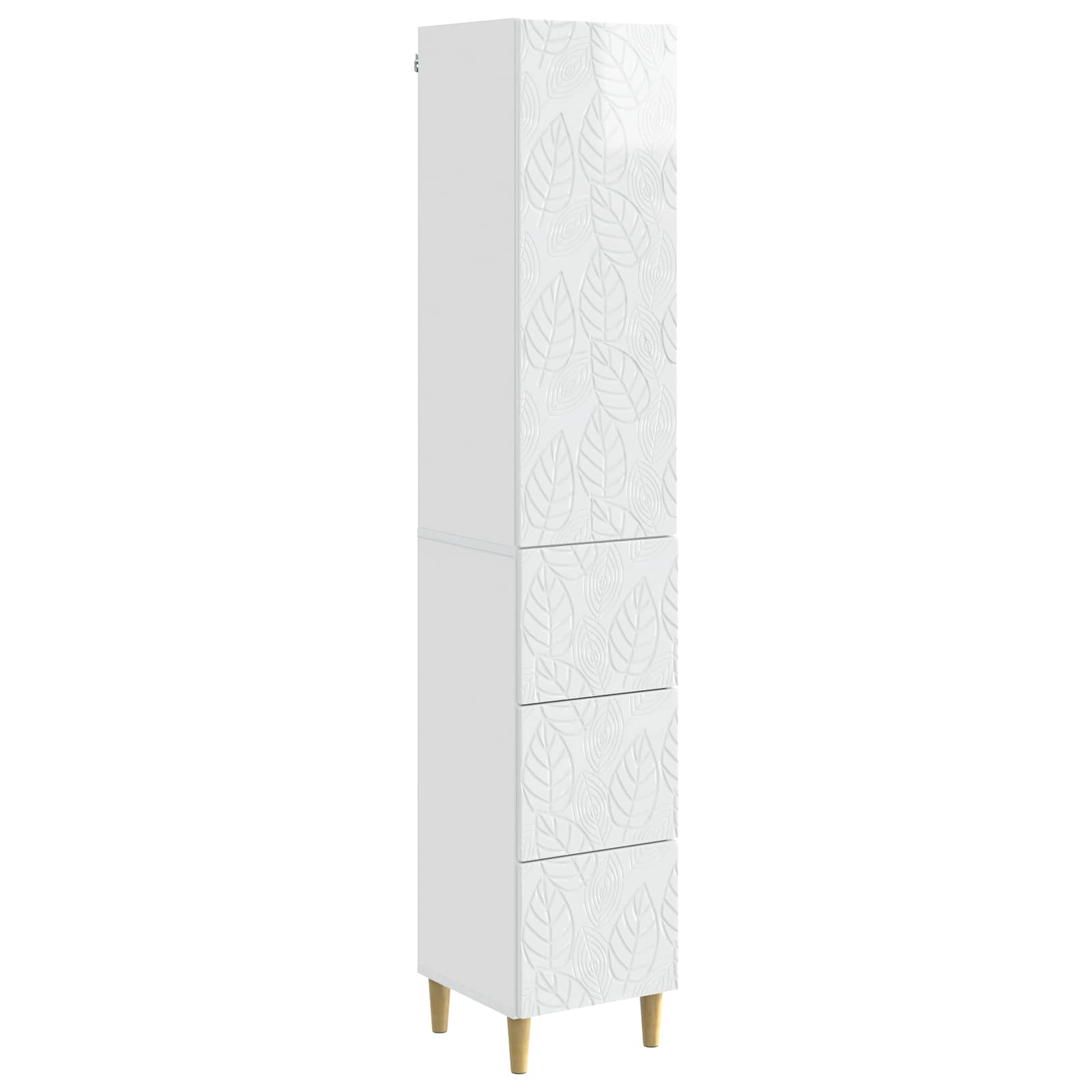 Kastenset 2 pcs Hoogglans Wit 33 x 34,5 x 90 cm Bewerkt hout – afbeelding 2