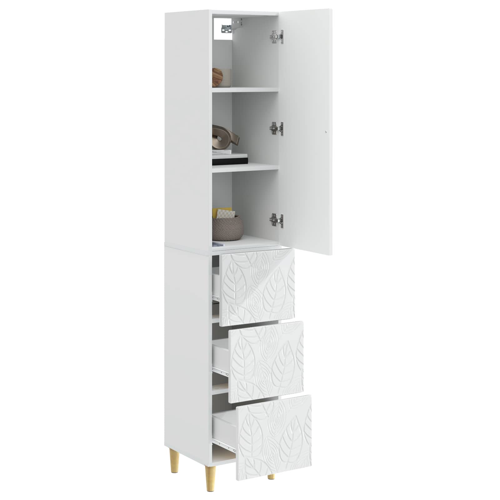 Kastenset 2 pcs Hoogglans Wit 33 x 34,5 x 90 cm Bewerkt hout – afbeelding 3