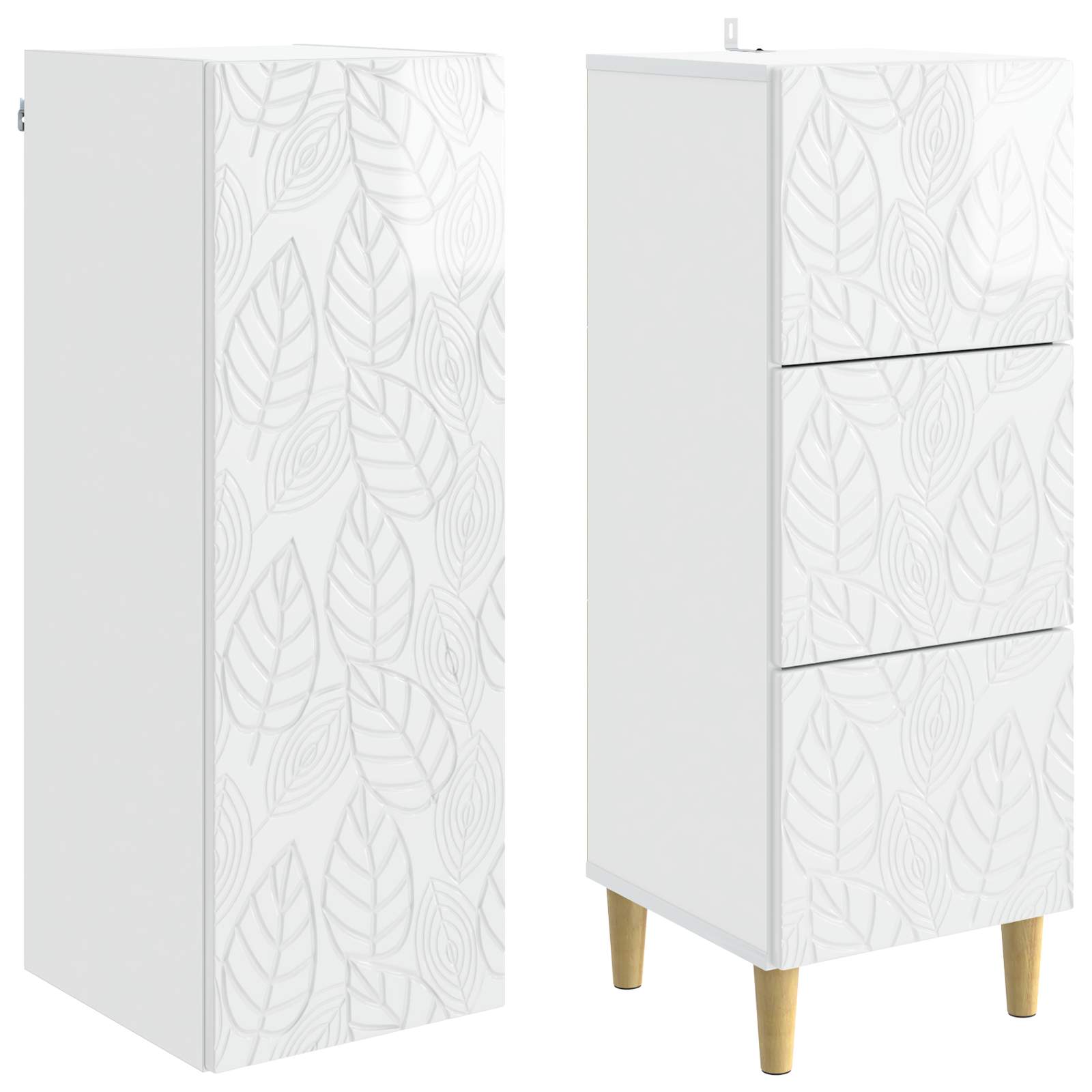 Kastenset 2 pcs Hoogglans Wit 33 x 34,5 x 90 cm Bewerkt hout – afbeelding 4
