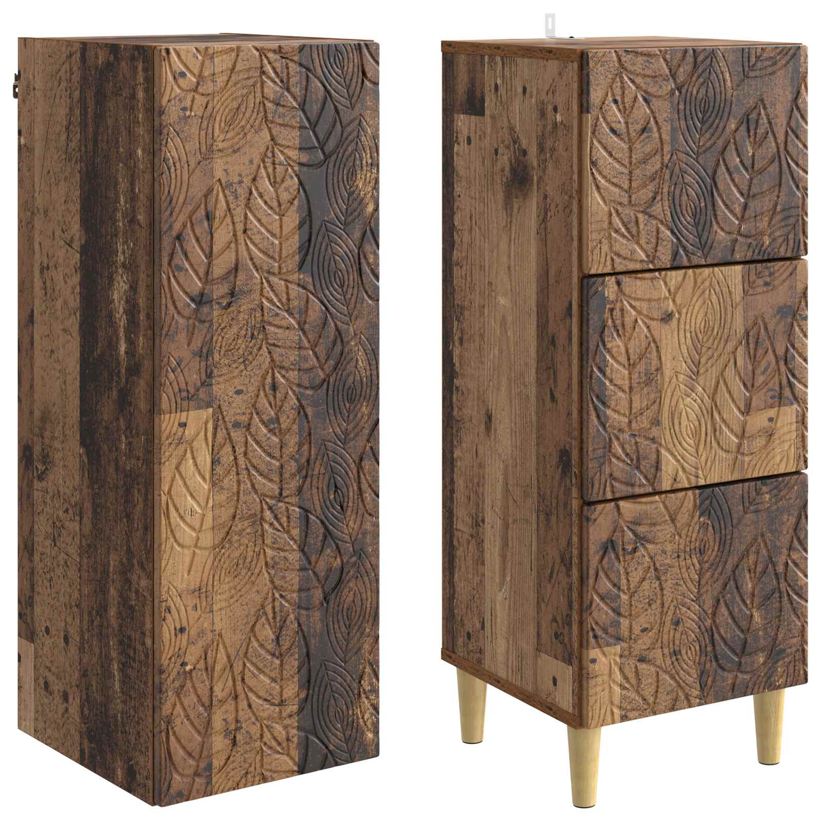 Kastenset 2 pcs Oud hout 33 x 34,5 x 90 cm Bewerkt hout – afbeelding 4