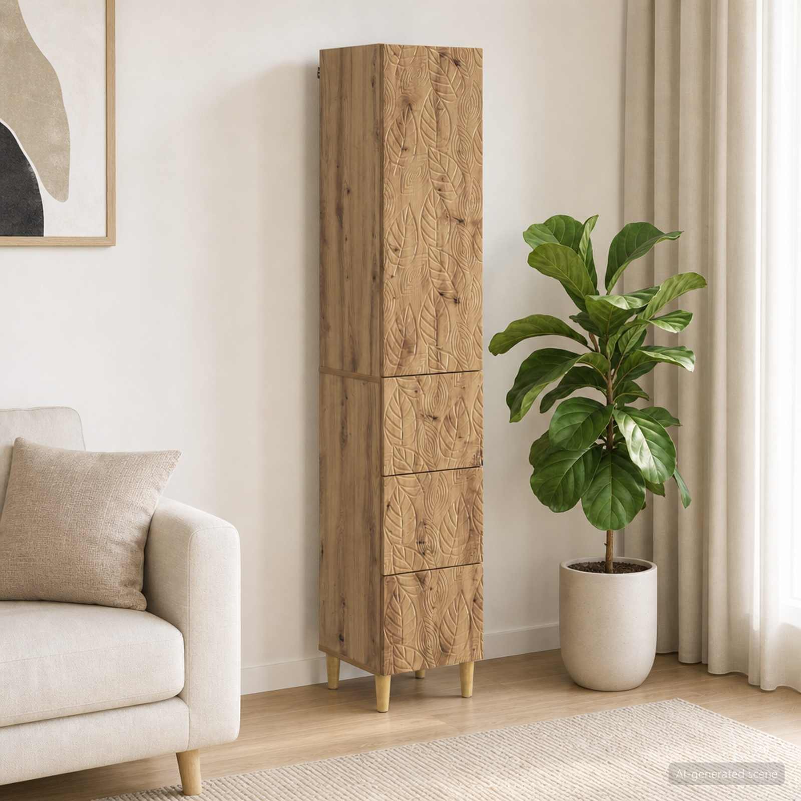 Kastenset 2 st 33 x 34,5 x 90 cm Bewerkt hout Artisanaal eiken