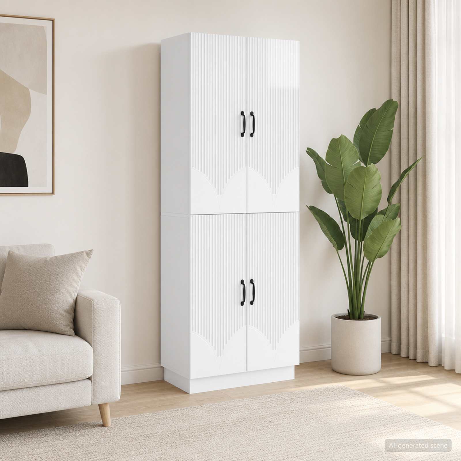 Kastenset 2 pcs Hoogglans Wit Bewerkt hout – afbeelding 1