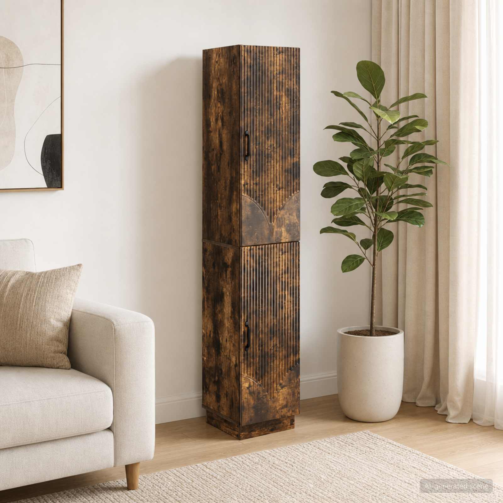 Kastenset 2 pcs Gerookt eiken Bewerkt hout