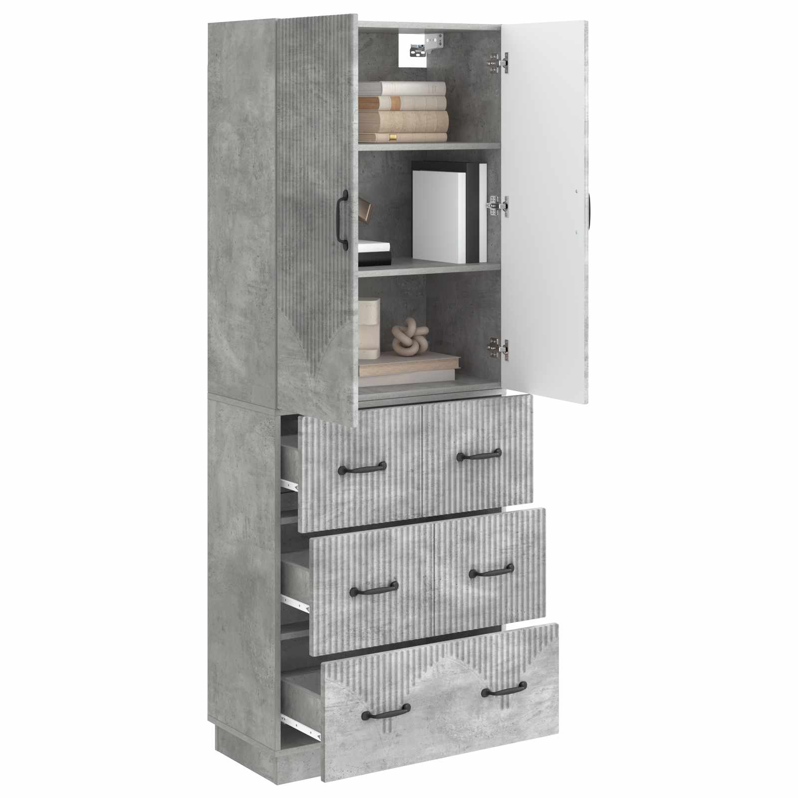 Kastenset 2 pcs Betongrijs 66 x 34,5 x 87 cm Bewerkt hout – afbeelding 3