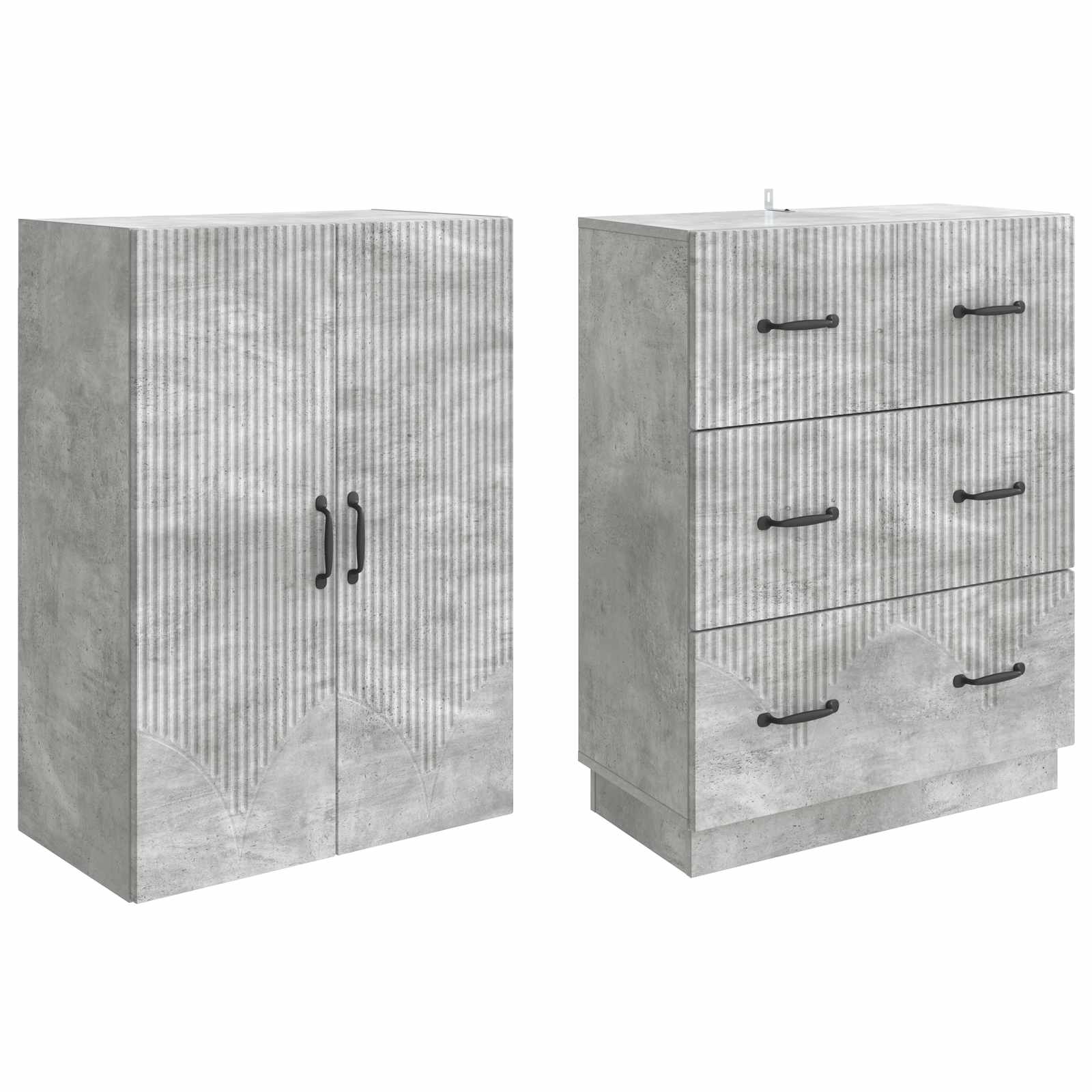 Kastenset 2 pcs Betongrijs 66 x 34,5 x 87 cm Bewerkt hout – afbeelding 4