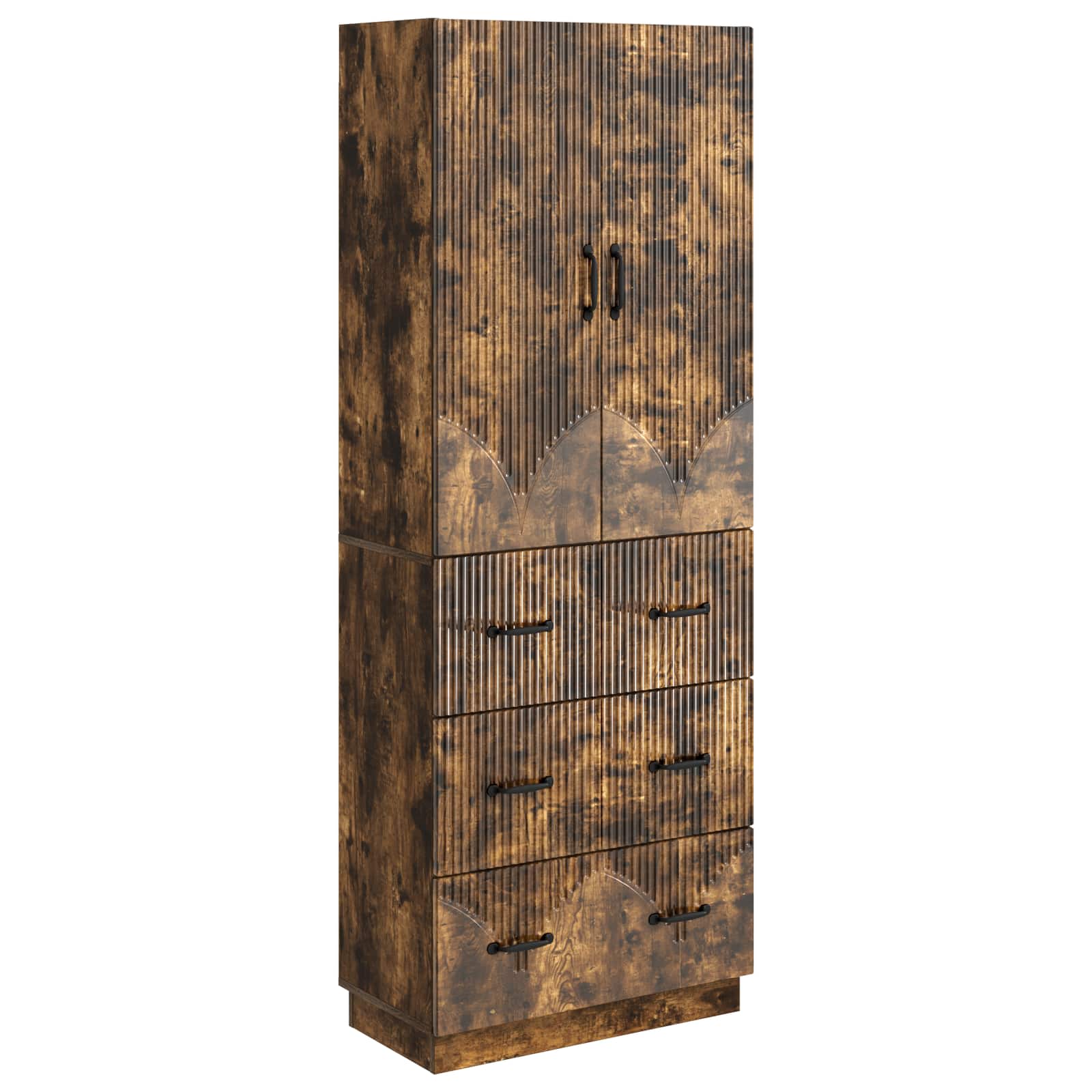 Kastenset 2 pcs Gerookt eiken 66 x 34,5 x 87 cm Bewerkt hout – afbeelding 2