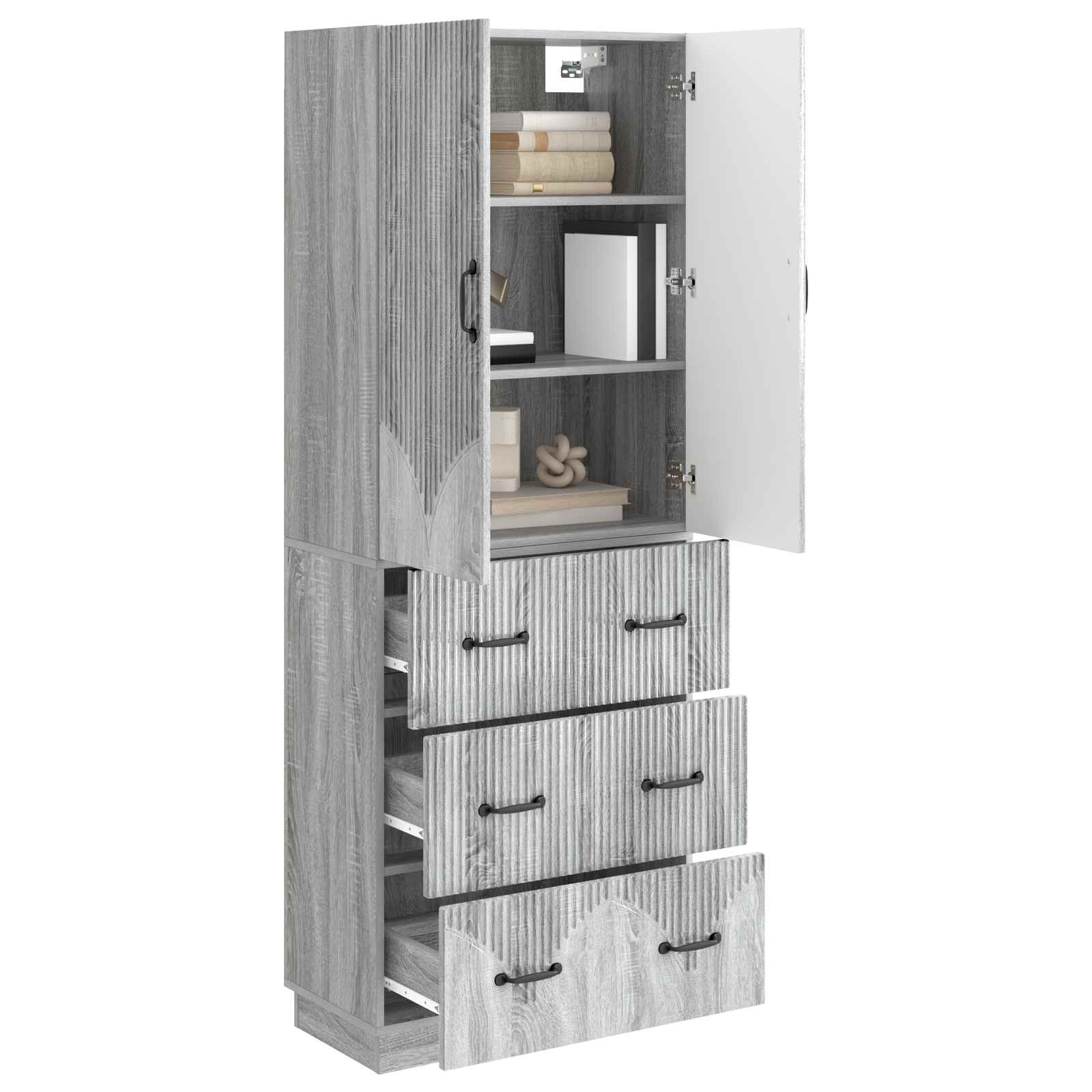 Kastenset 2 pcs Grijs Sonoma 66 x 34,5 x 87 cm Bewerkt hout – afbeelding 3