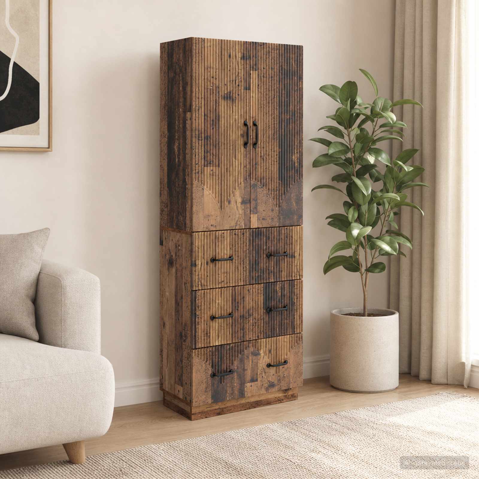 Kastenset 2 pcs Oud hout 66 x 34,5 x 87 cm Bewerkt hout – afbeelding 1