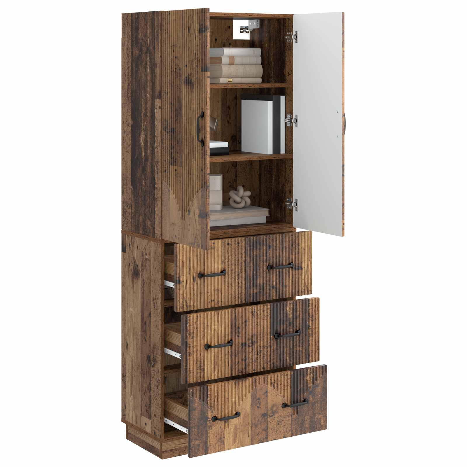 Kastenset 2 pcs Oud hout 66 x 34,5 x 87 cm Bewerkt hout – afbeelding 3