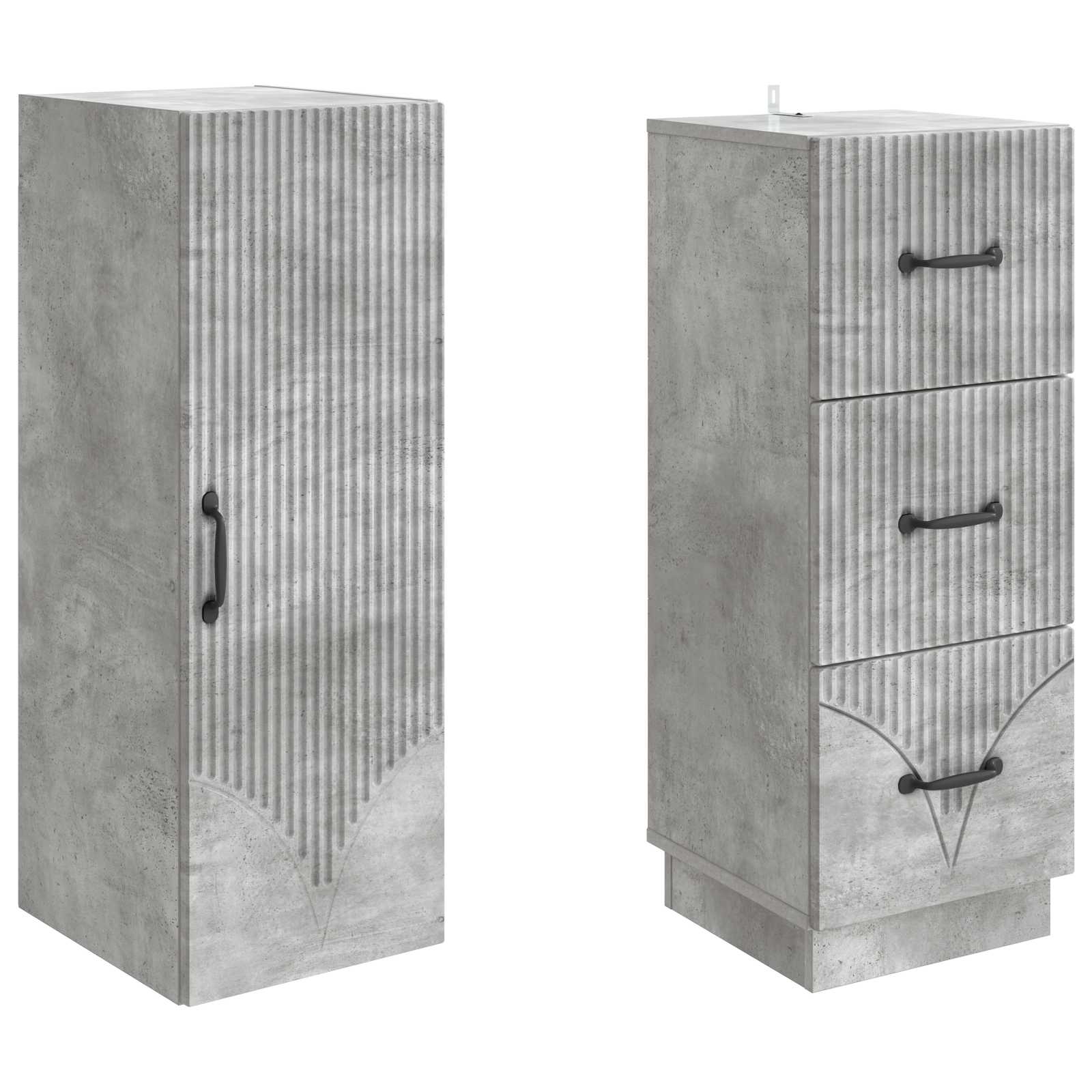 Kastenset 2 pcs Betongrijs 33 x 34,5 x 87 cm Bewerkt hout – afbeelding 4