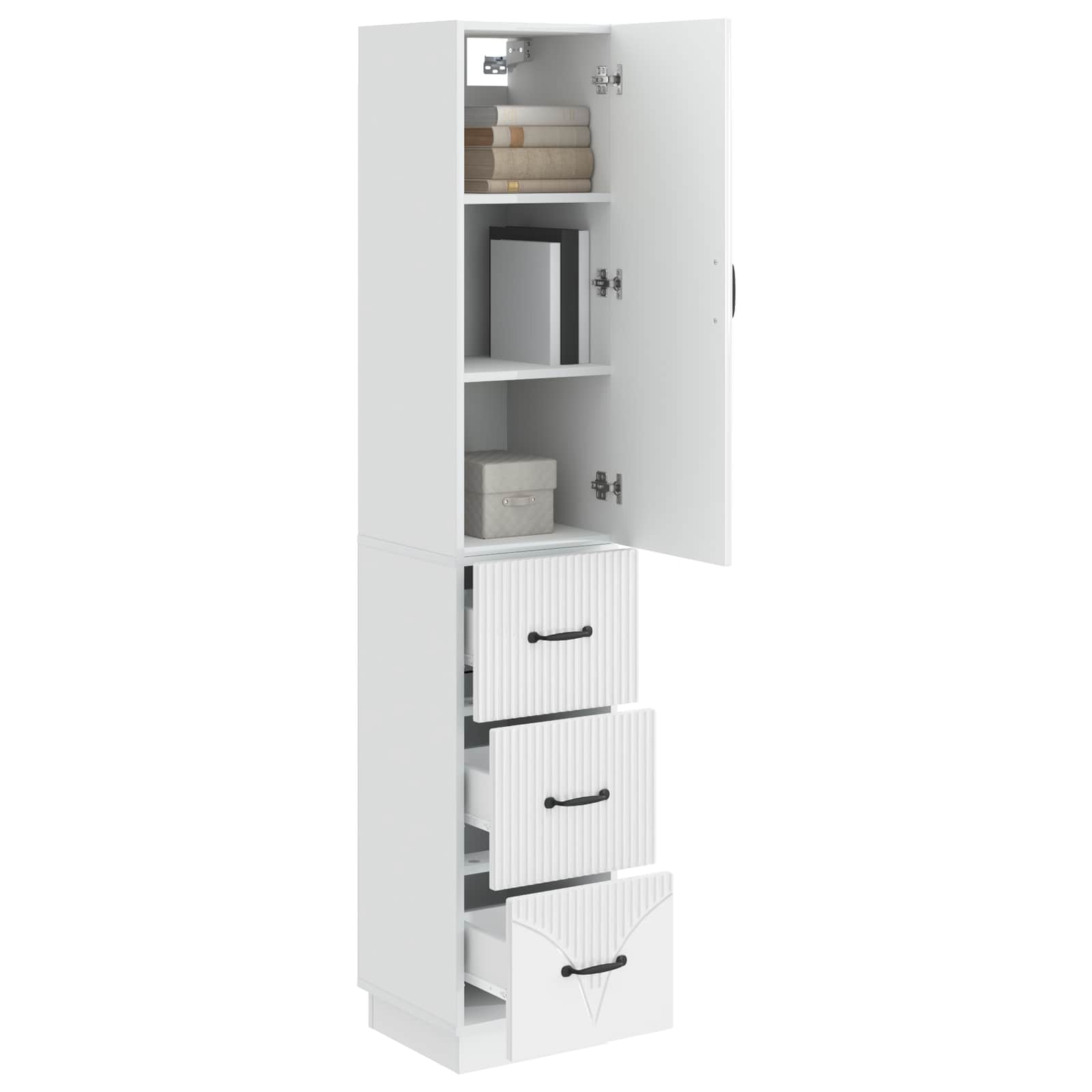 Kastenset 2 pcs Hoogglans Wit 33 x 34,5 x 87 cm Bewerkt hout – afbeelding 3
