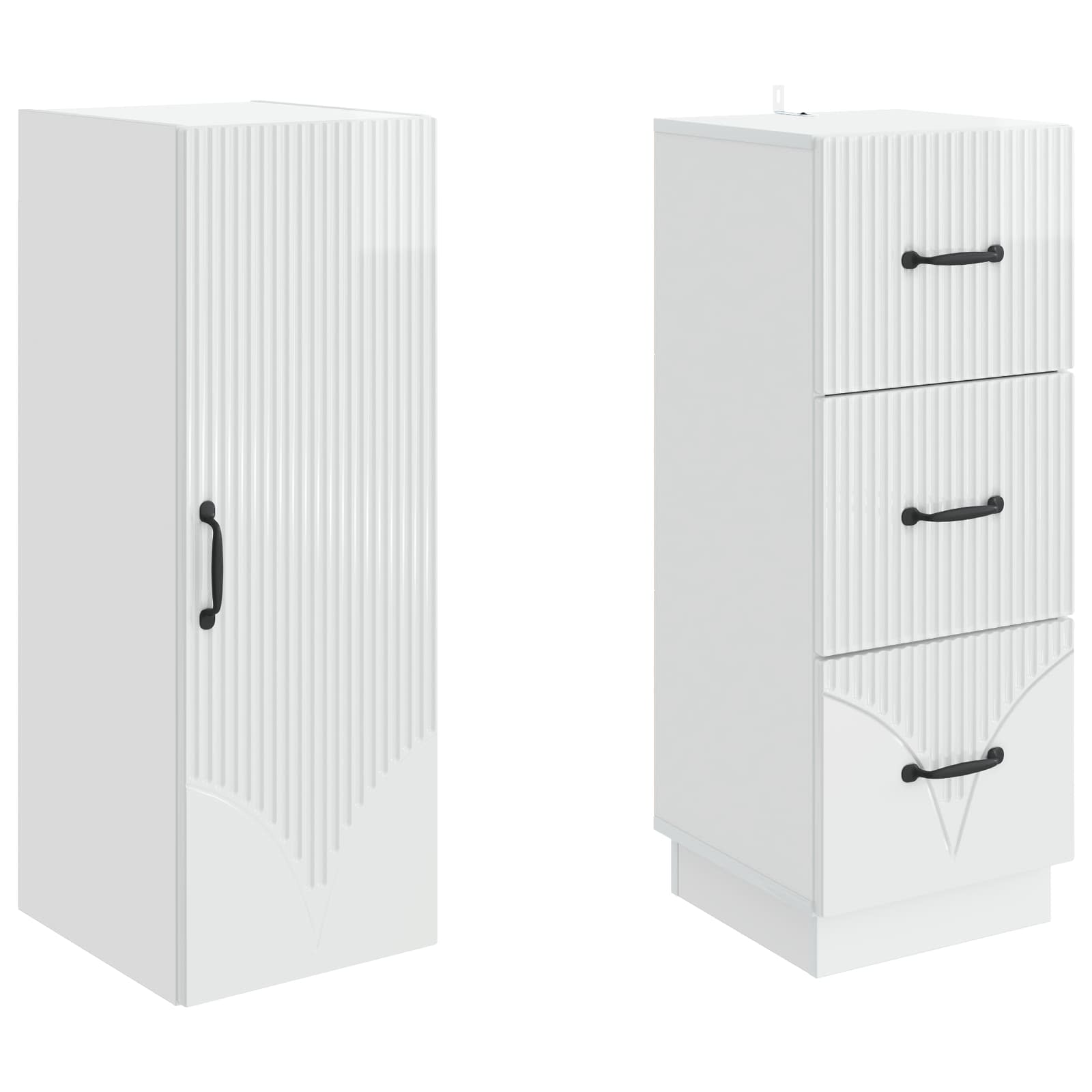 Kastenset 2 pcs Hoogglans Wit 33 x 34,5 x 87 cm Bewerkt hout – afbeelding 4