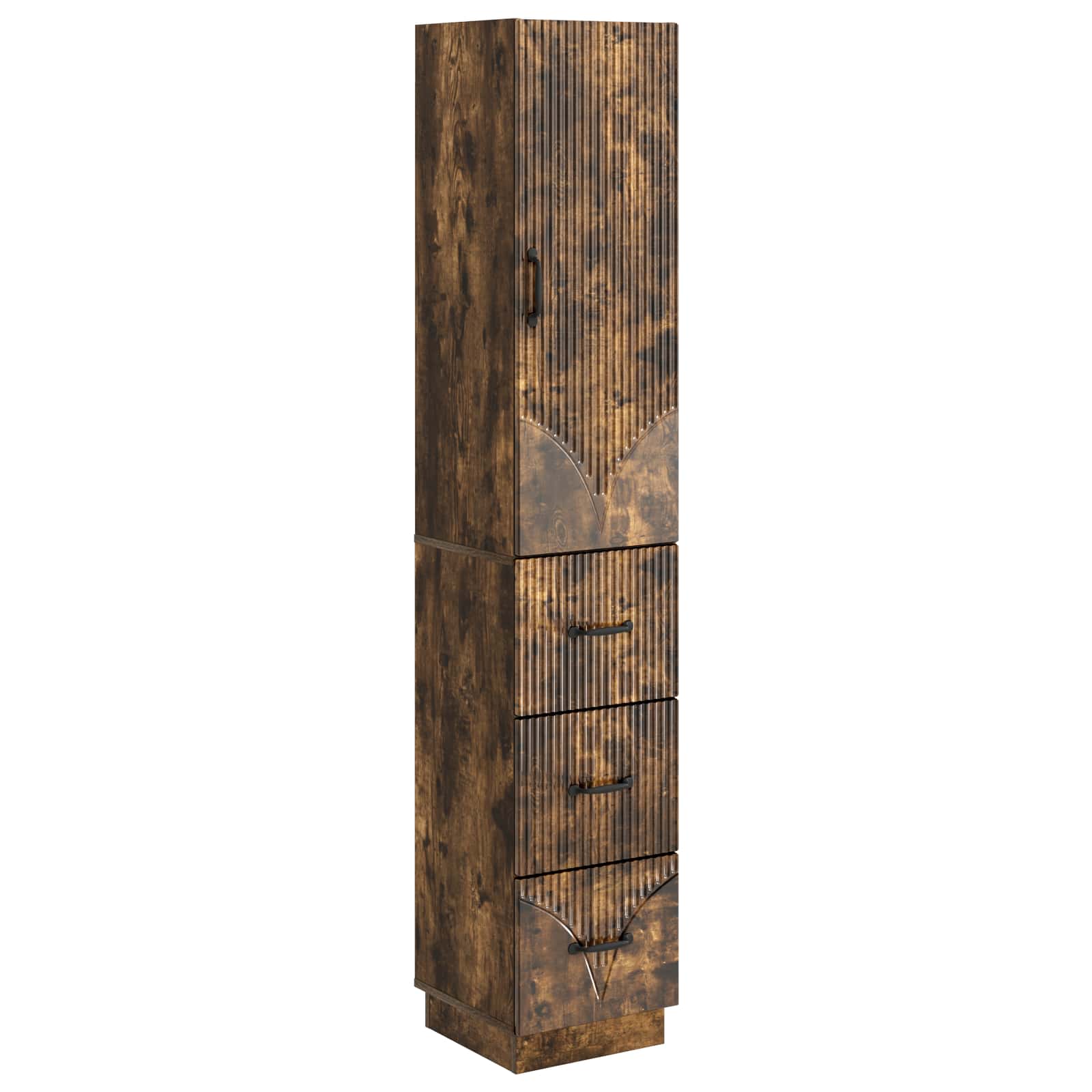 Kastenset 2 pcs Gerookt eiken 33 x 34,5 x 87 cm Bewerkt hout – afbeelding 2