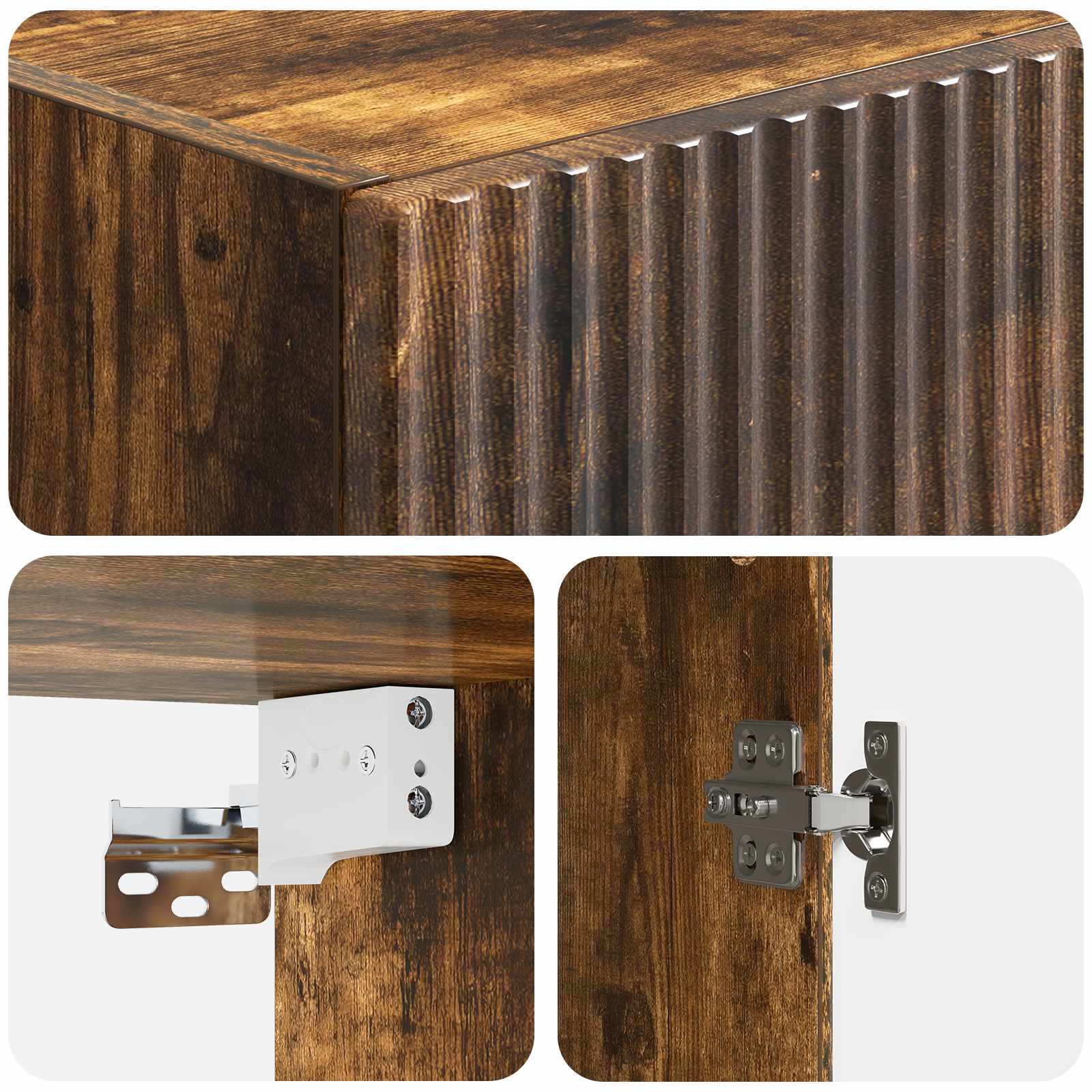 Kastenset 2 pcs Gerookt eiken 33 x 34,5 x 87 cm Bewerkt hout – afbeelding 8