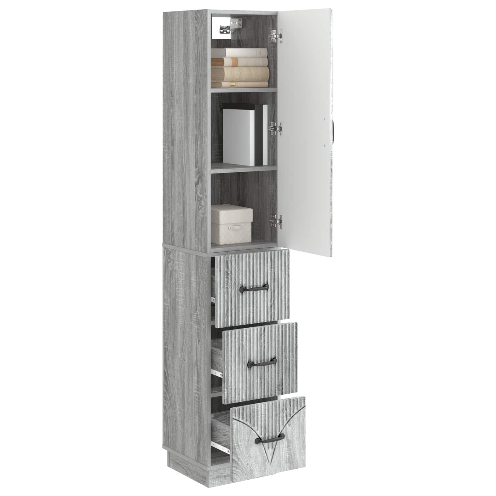 Kastenset 2 pcs Grijs Sonoma 33 x 34,5 x 87 cm Bewerkt hout – afbeelding 3