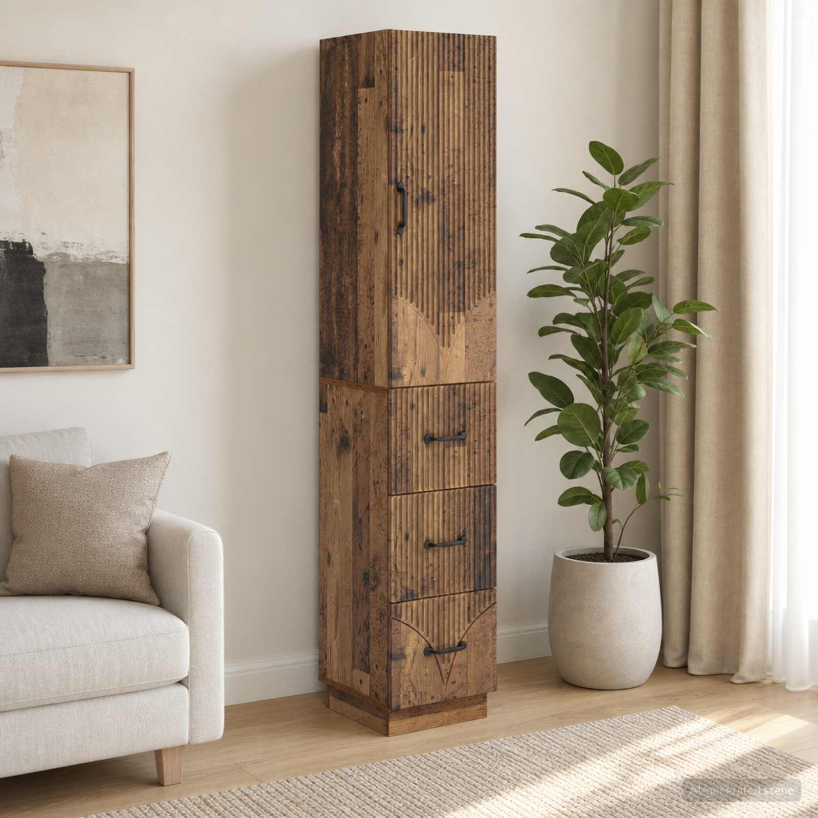 Kastenset 2 pcs Oud hout 33 x 34,5 x 87 cm Bewerkt hout – afbeelding 1