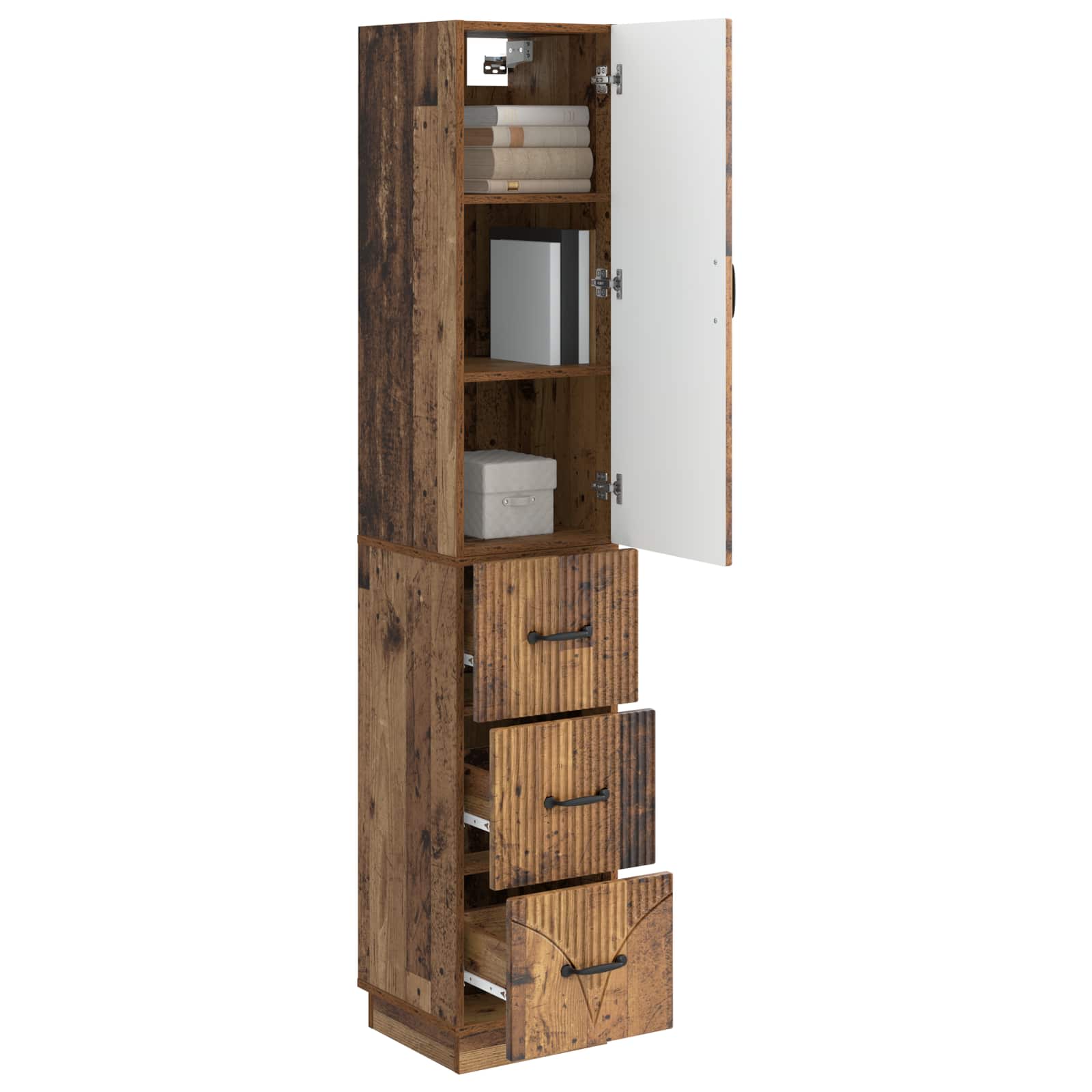 Kastenset 2 pcs Oud hout 33 x 34,5 x 87 cm Bewerkt hout – afbeelding 3