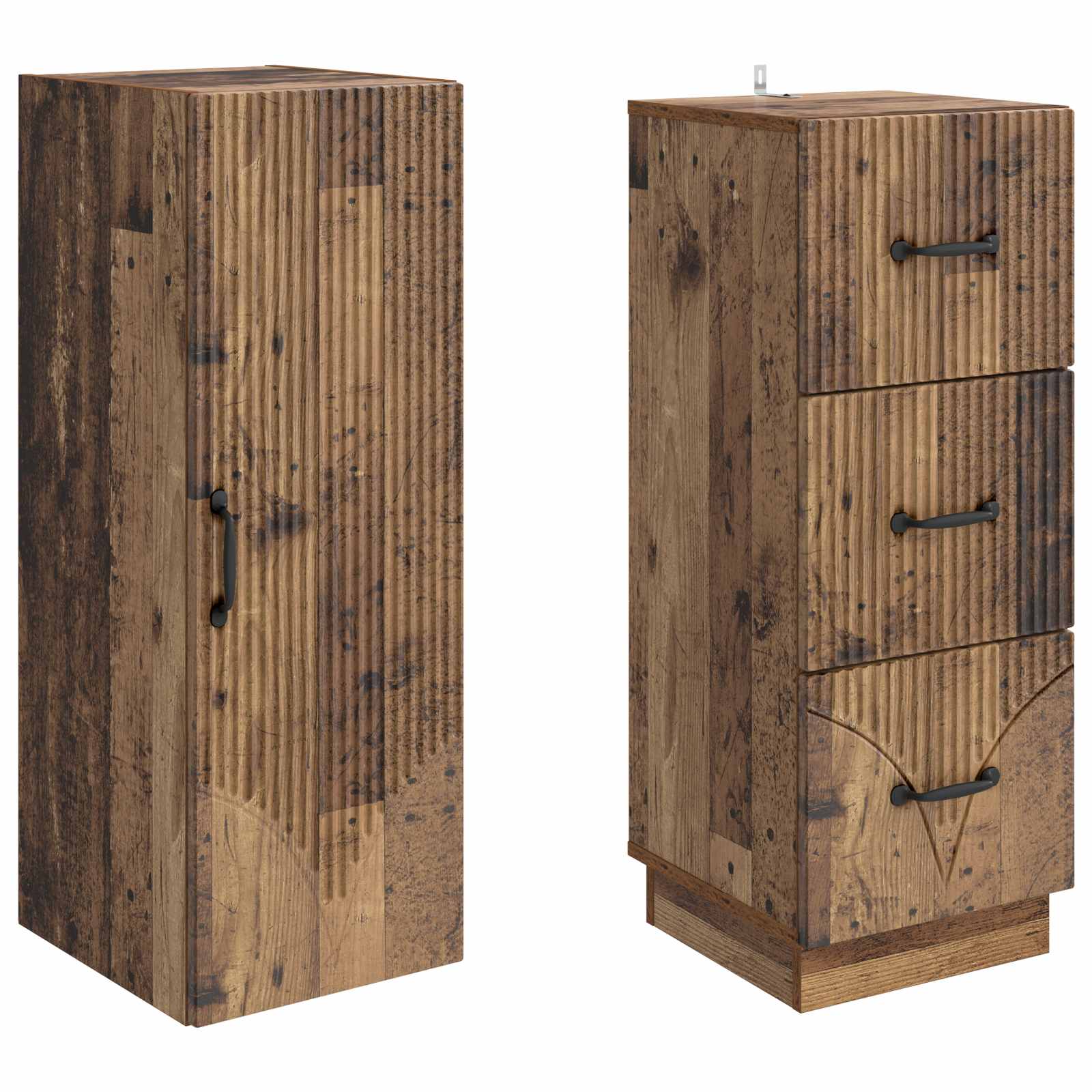 Kastenset 2 pcs Oud hout 33 x 34,5 x 87 cm Bewerkt hout – afbeelding 4