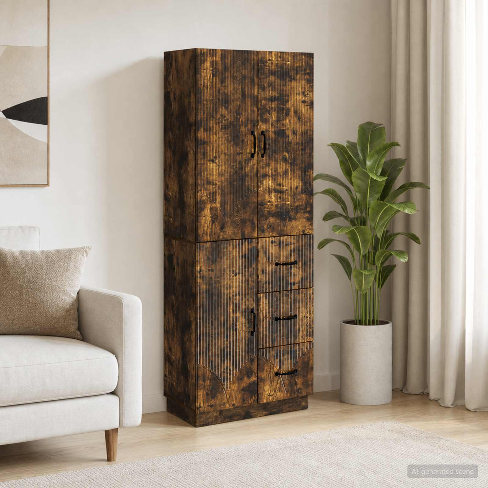 Kastenset 2 pcs Gerookt eiken Bewerkt hout – afbeelding 1