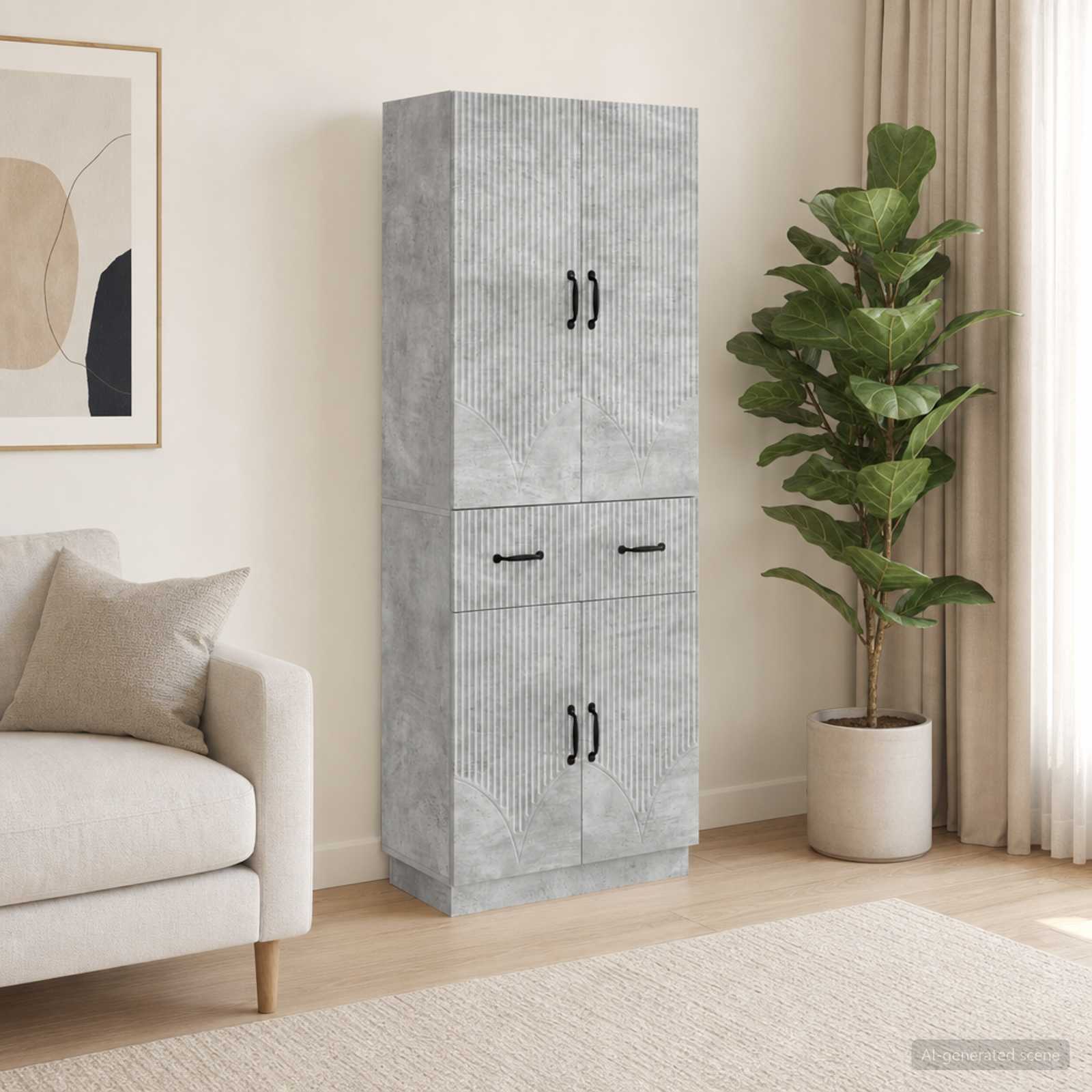 Kastenset 2 pcs Betongrijs Bewerkt hout – afbeelding 1