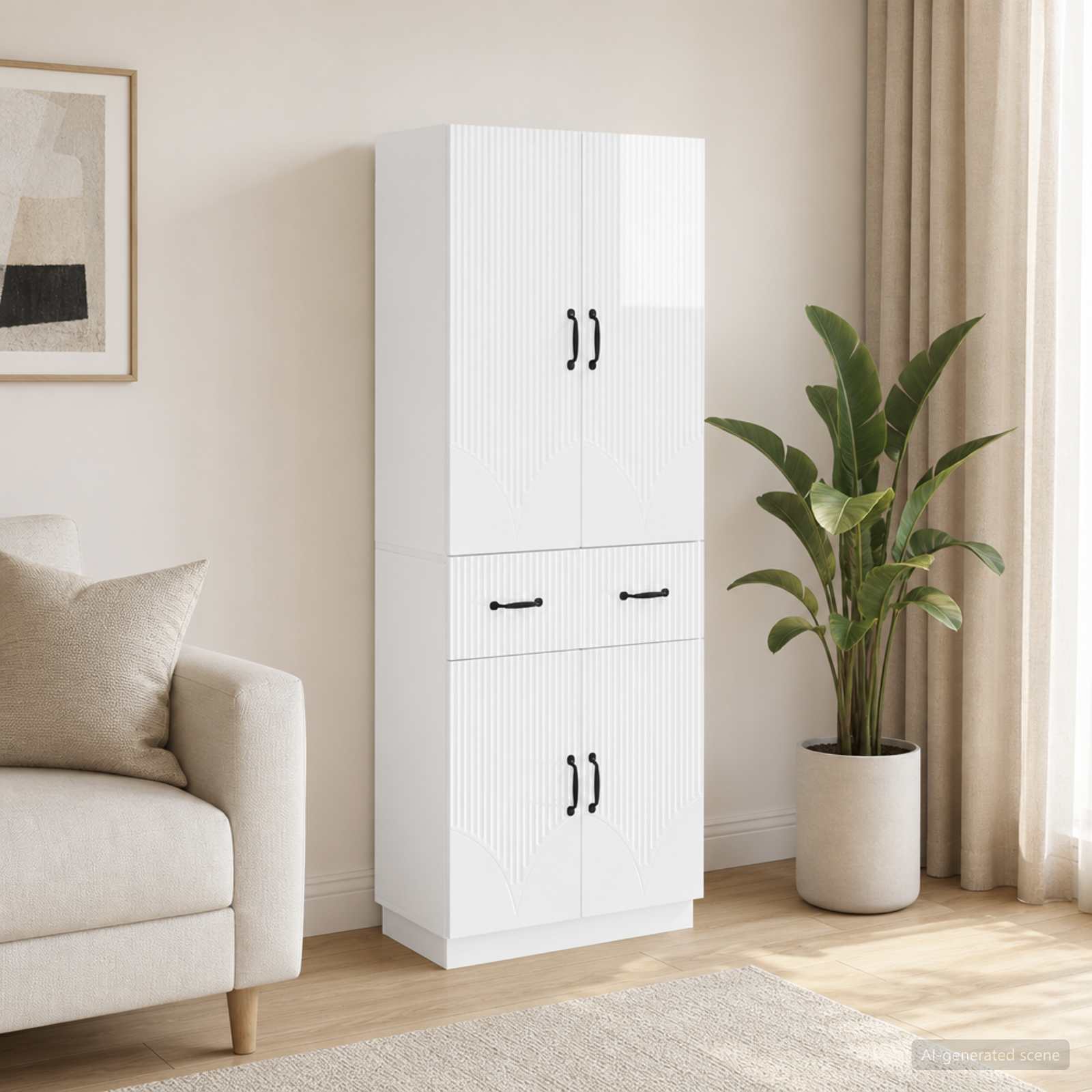 Kastenset 2 pcs Hoogglans Wit Bewerkt hout