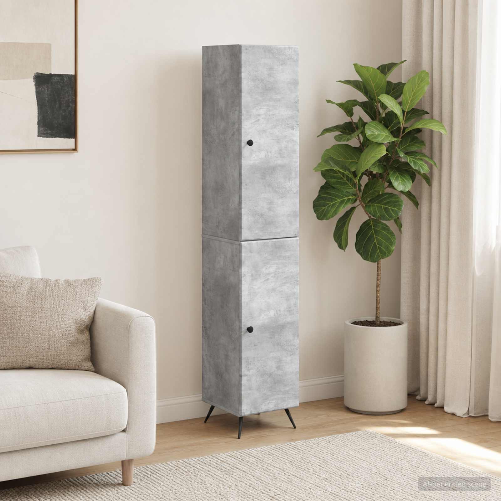 Kastenset 2 pcs Betongrijs Bewerkt hout – afbeelding 1