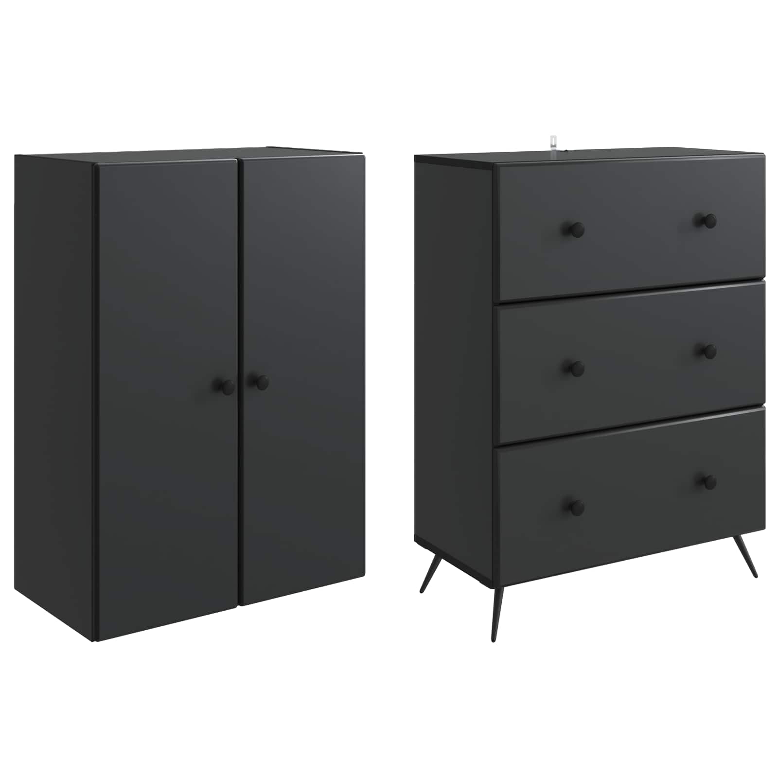 Kastenset 2 pcs Zwart 66 x 34,5 x 90 cm Bewerkt hout – afbeelding 4