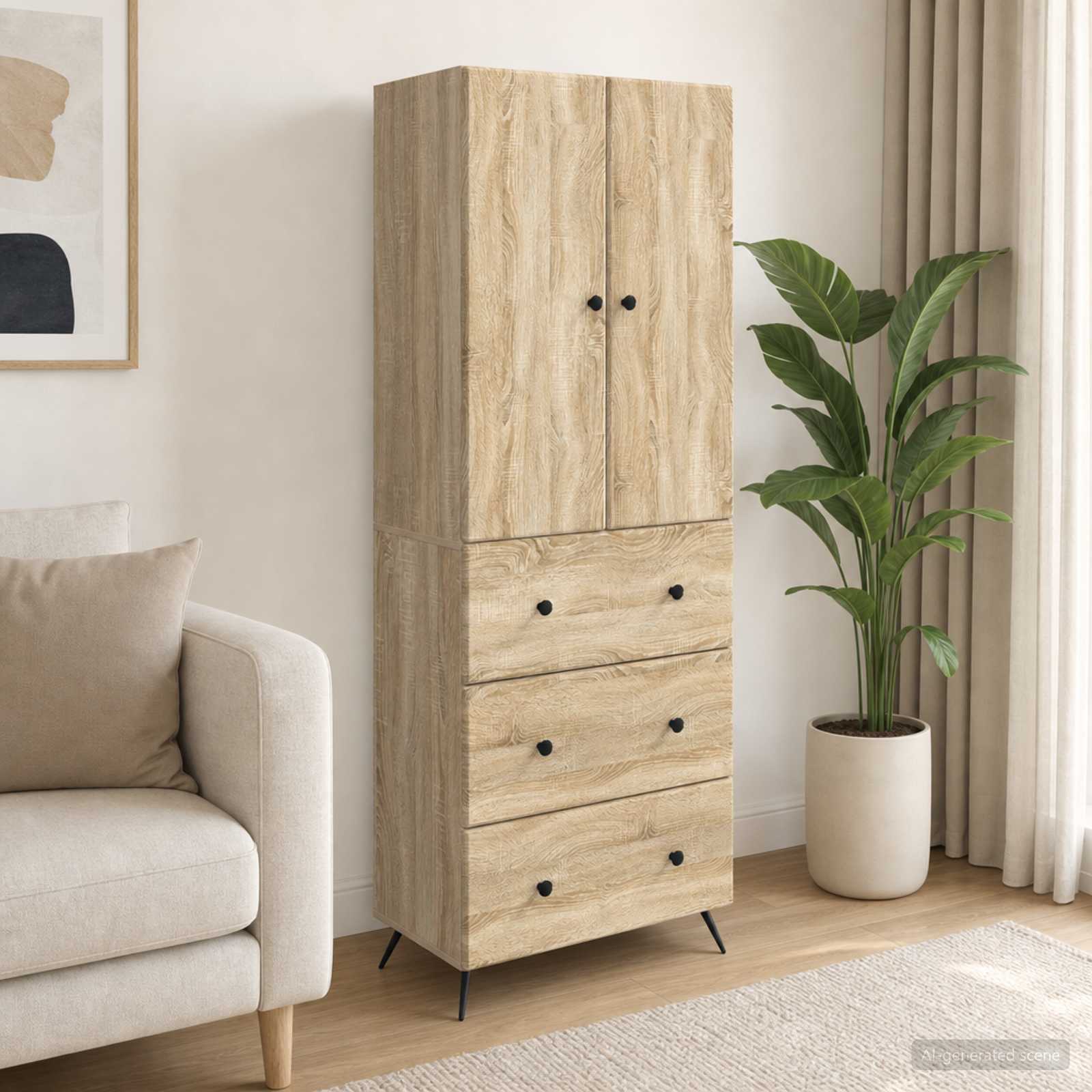 Kastenset 2 pcs Sonoma Eiken 66 x 34,5 x 90 cm Bewerkt hout