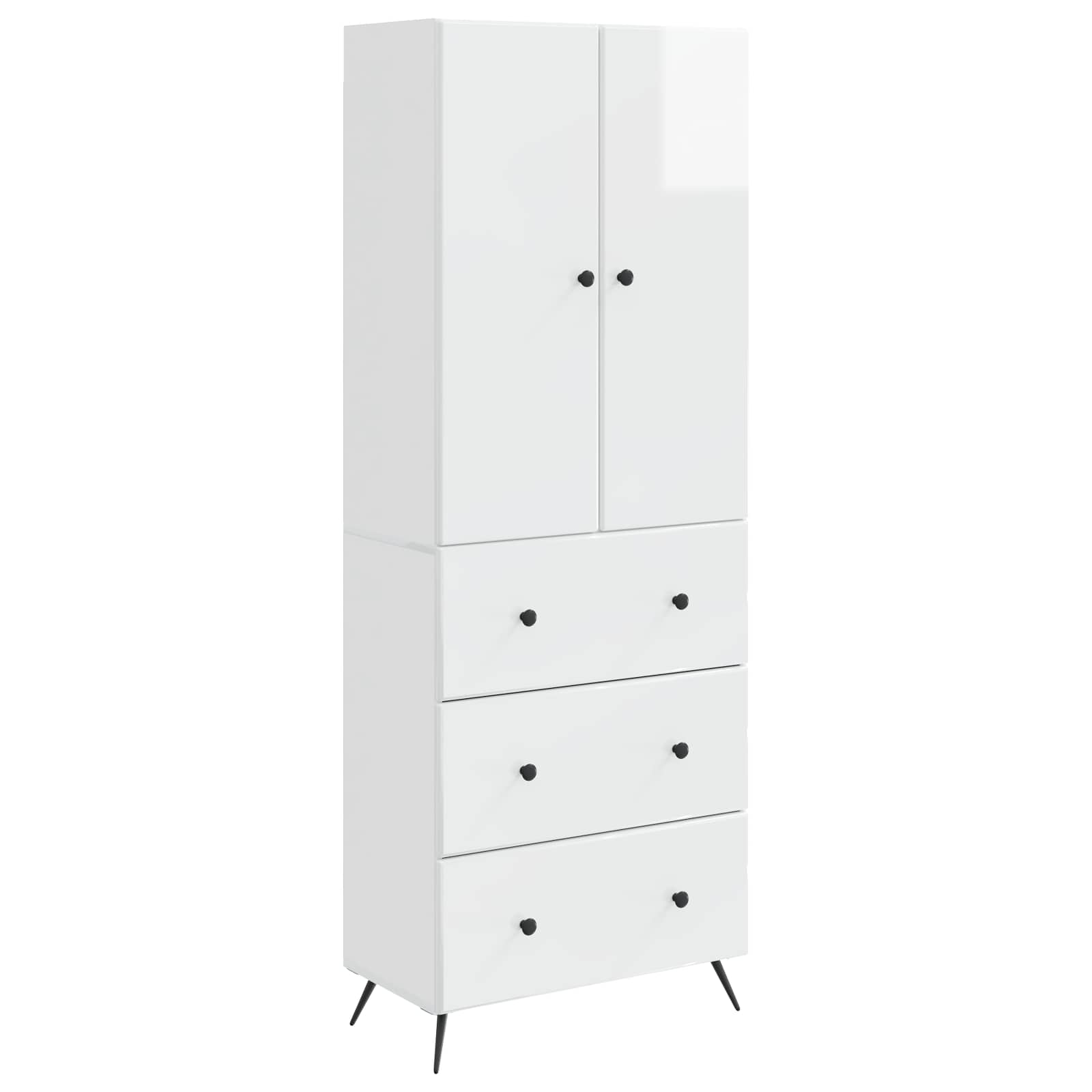 Kastenset 2 pcs Hoogglans Wit 66 x 34,5 x 90 cm Bewerkt hout – afbeelding 2