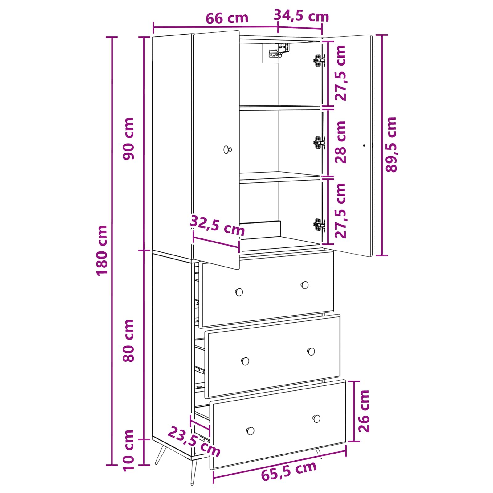 Kastenset 2 pcs Gerookt eiken 66 x 34,5 x 90 cm Bewerkt hout – afbeelding 10
