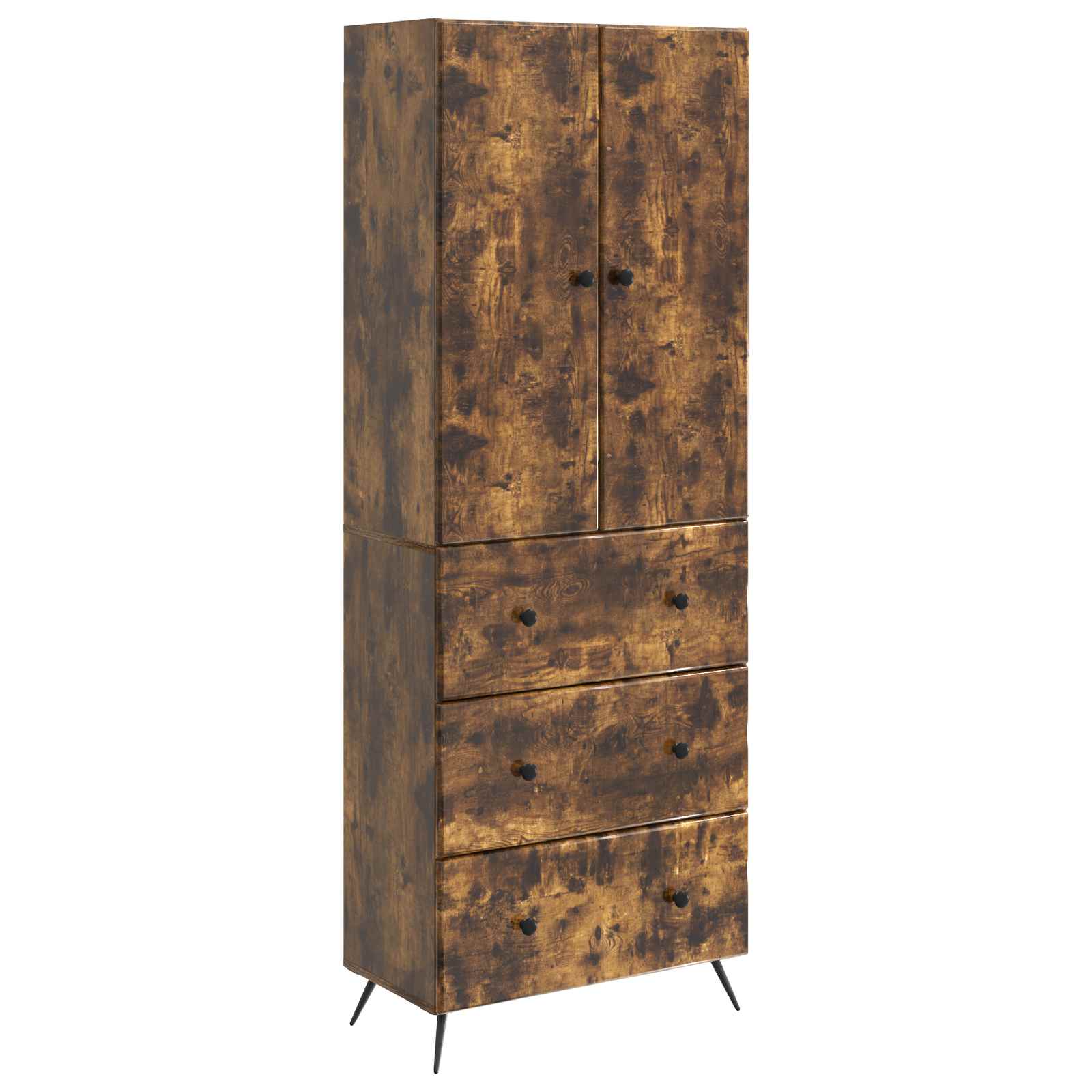 Kastenset 2 pcs Gerookt eiken 66 x 34,5 x 90 cm Bewerkt hout – afbeelding 2