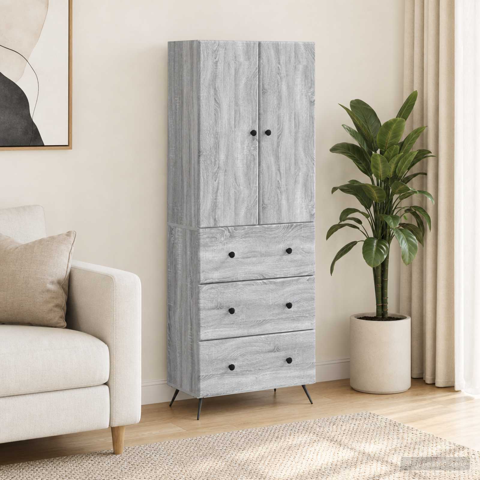 Kastenset 2 pcs Grijs Sonoma 66 x 34,5 x 90 cm Bewerkt hout