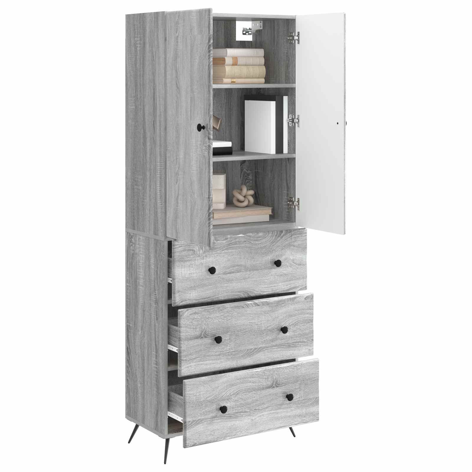 Kastenset 2 pcs Grijs Sonoma 66 x 34,5 x 90 cm Bewerkt hout – afbeelding 3
