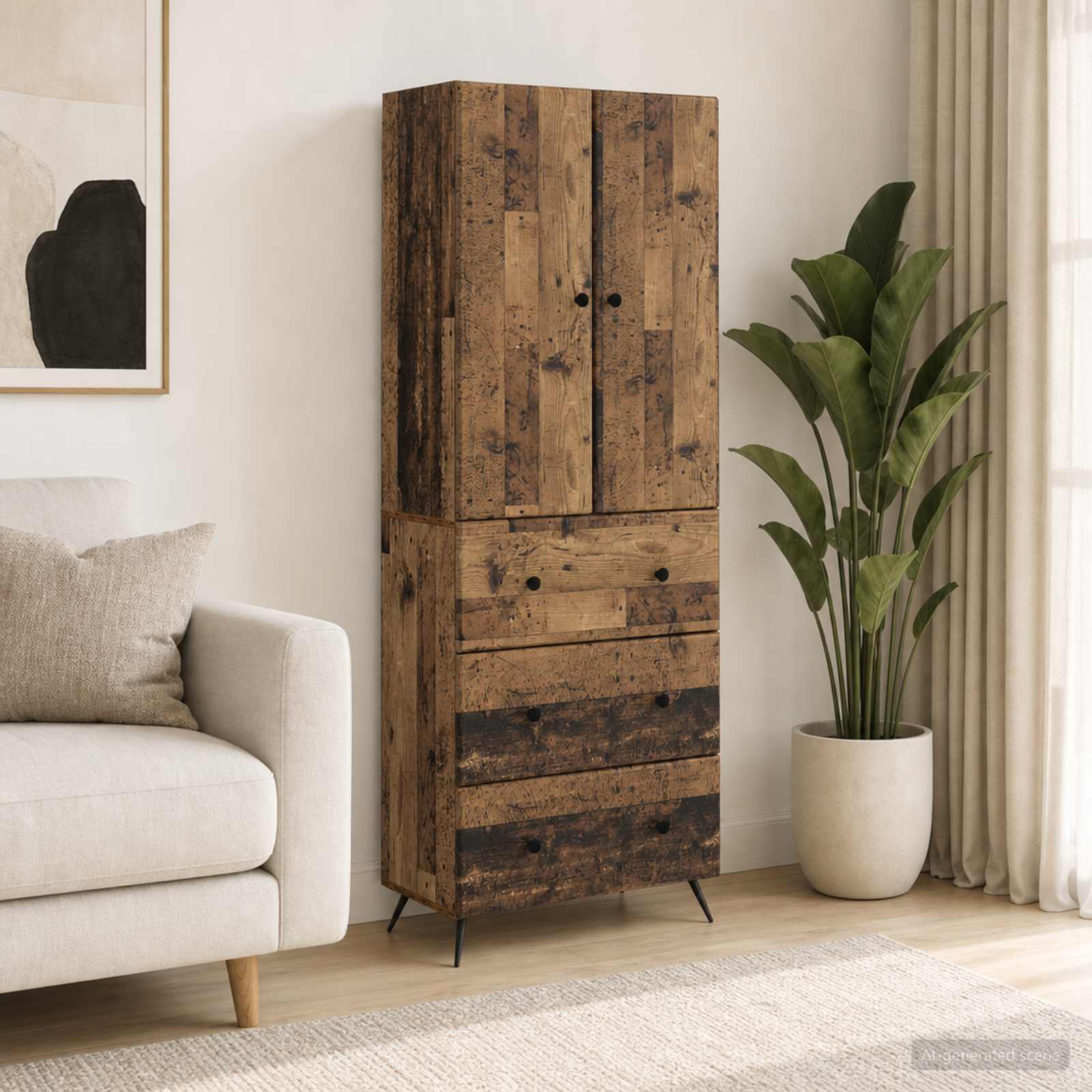 Kastenset 2 pcs Oud hout 66 x 34,5 x 90 cm Bewerkt hout