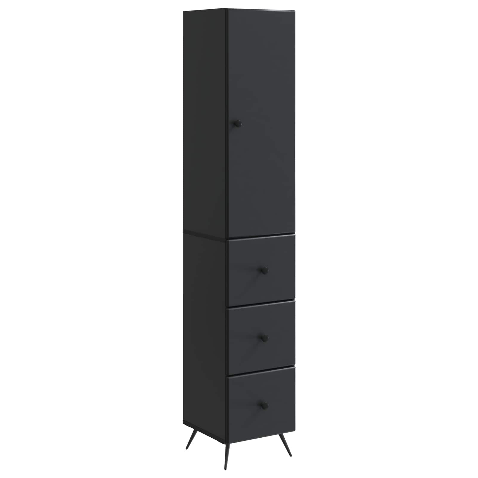 Kastenset 2 pcs Zwart 34,5 x 34,5 x 90 cm Bewerkt hout – afbeelding 2