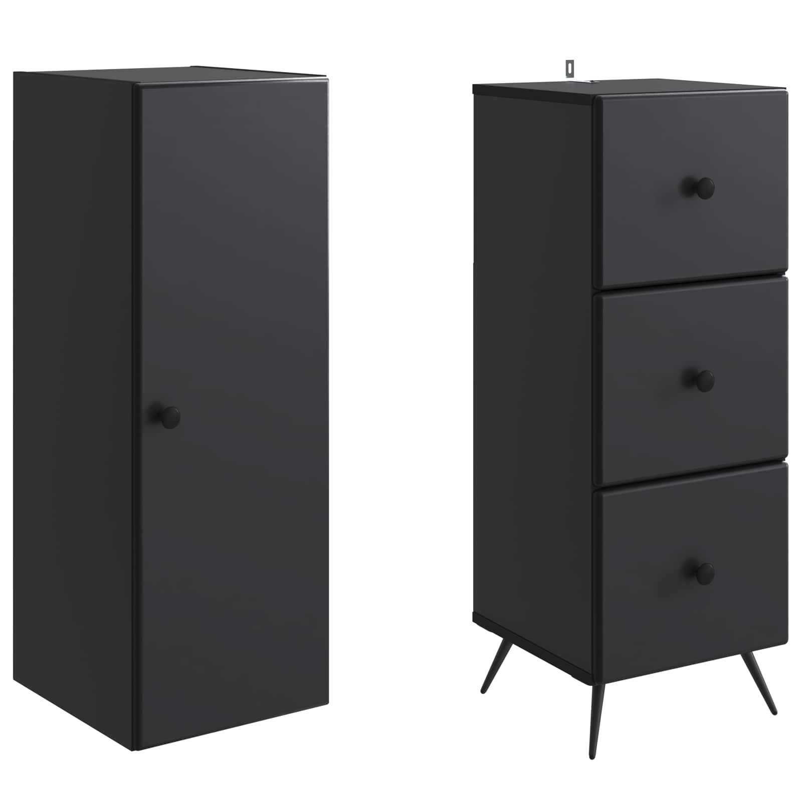 Kastenset 2 pcs Zwart 34,5 x 34,5 x 90 cm Bewerkt hout – afbeelding 4